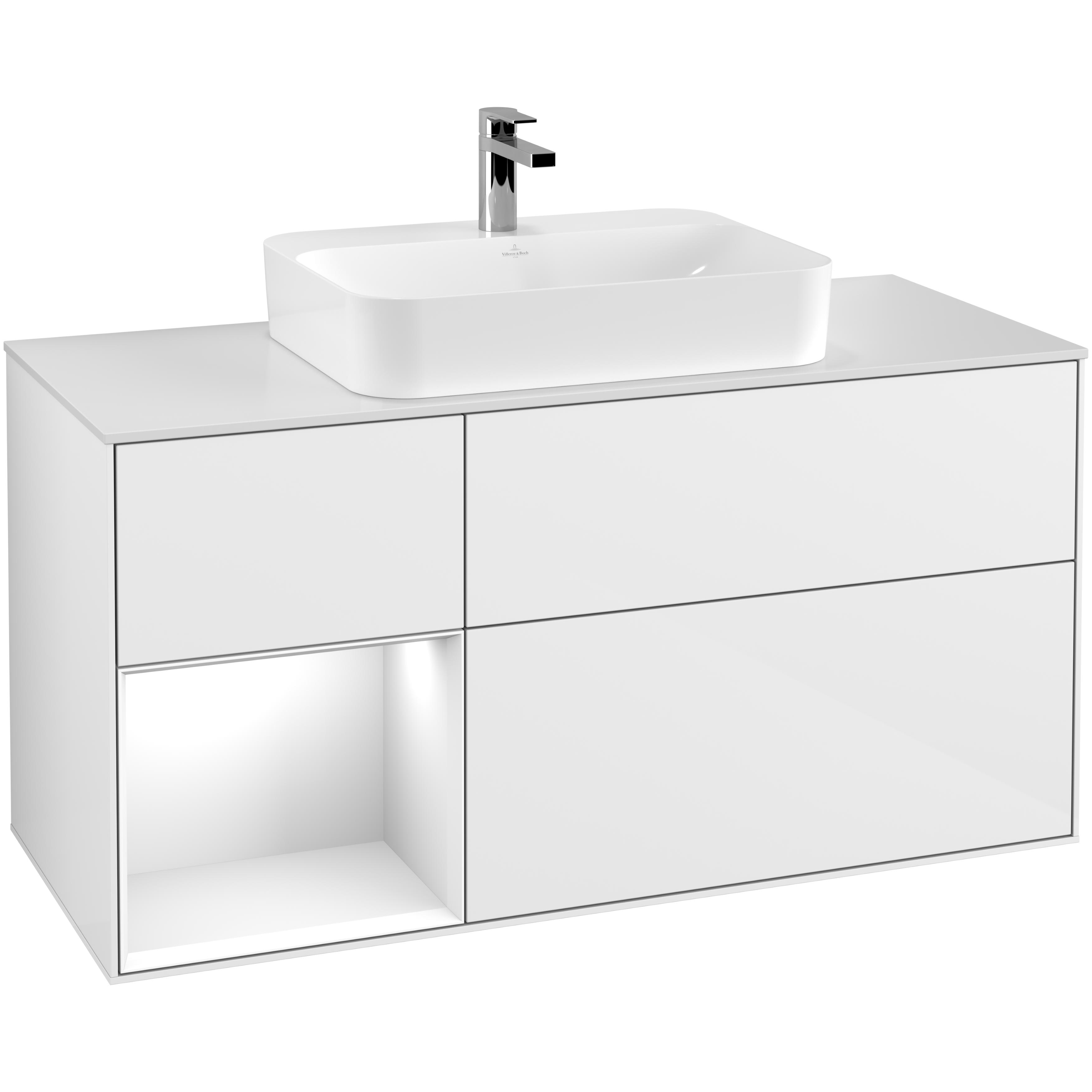 Tvättställsskåp Villeroy & Boch Finion med 3 Lådor Hylla och Bänkskiva för Ytmonterat Tvättställ | badrum - badrumsmobler - tvattstallsskap-och-kommod | KakelKungen