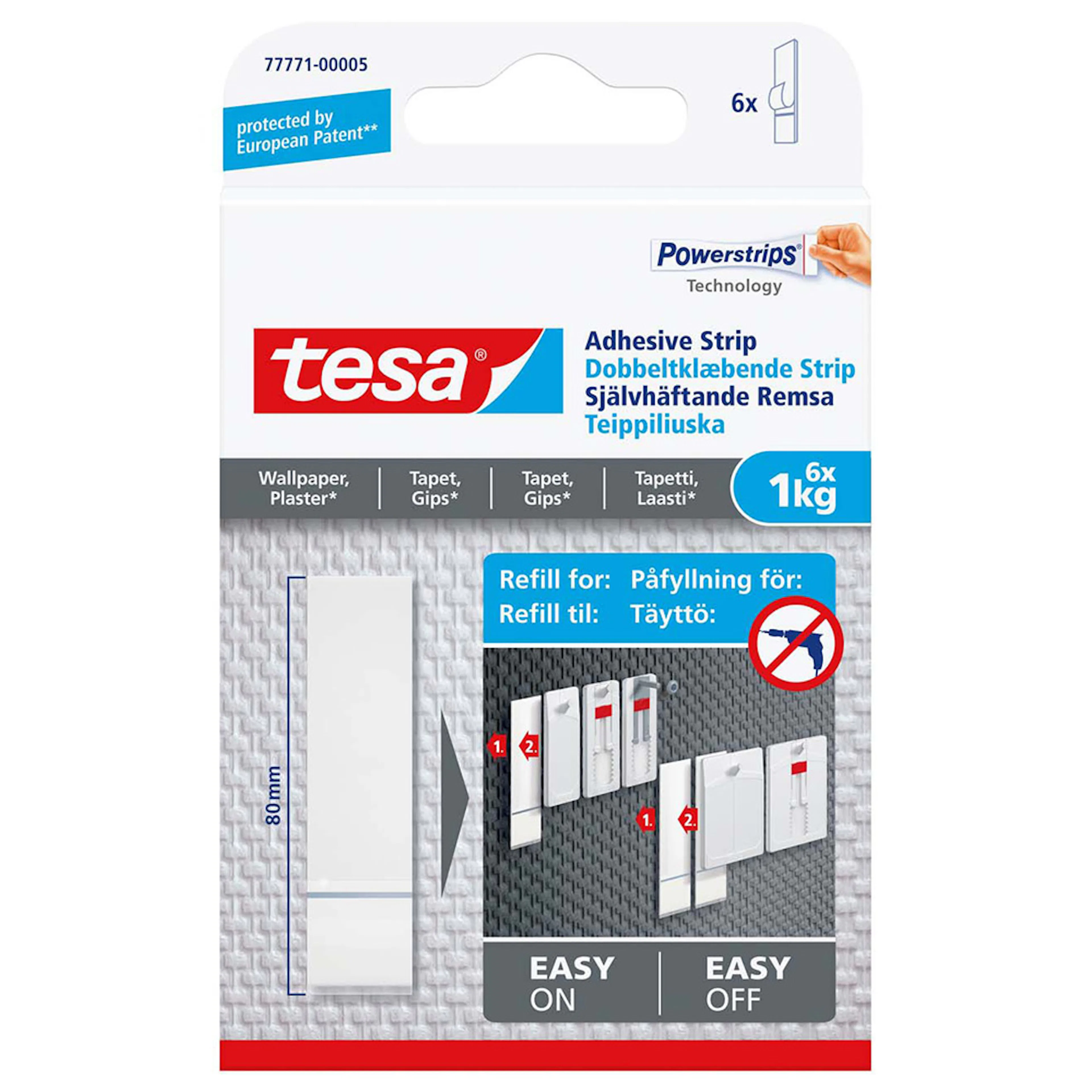 Selvklebende Remse Tesa Tapet 6 stk 1 kg