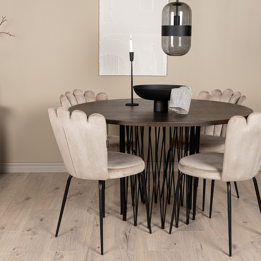 Spisegruppe furniture/fashion Stone Ø120 cm med 4 Limhamn Light Stoler