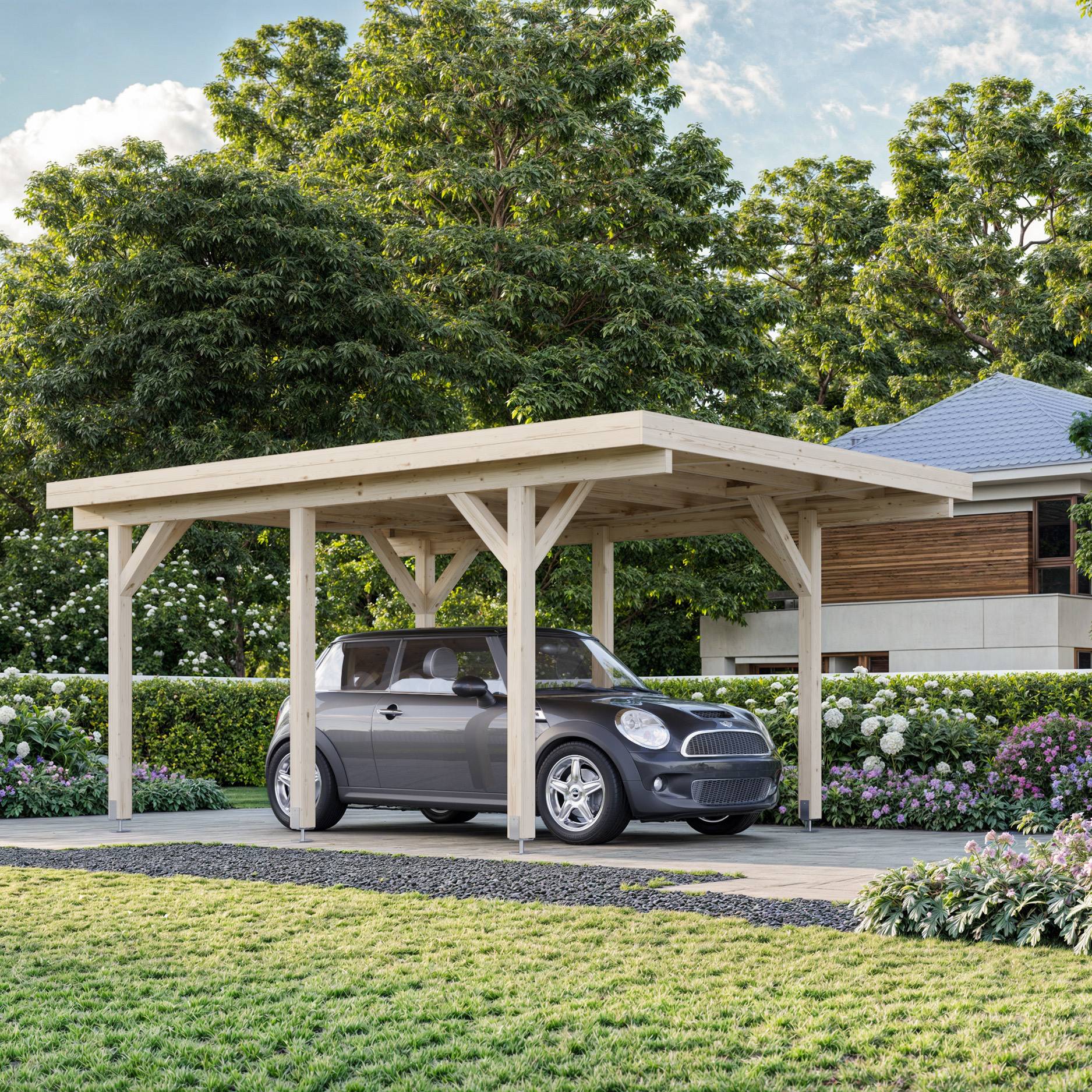 Carport Karl 11,7 m2 Ubehandlet tre