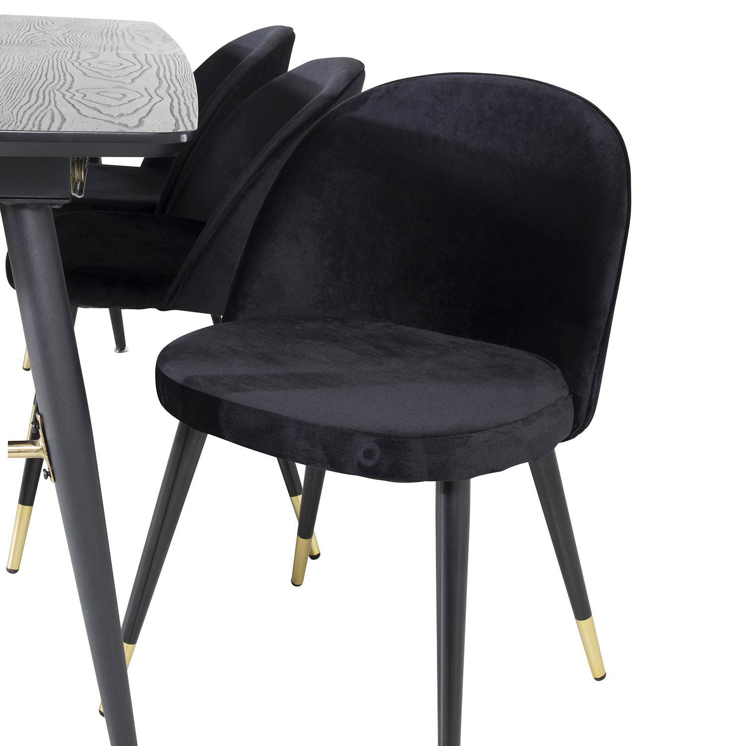 Spisegruppe Venture Home Gold med 6 Velvet Stoler