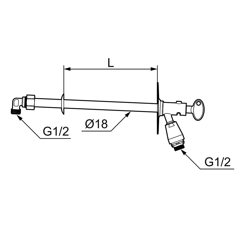 Vattenutkastare Mora Garden för Väggtjocklek max 1000 mm