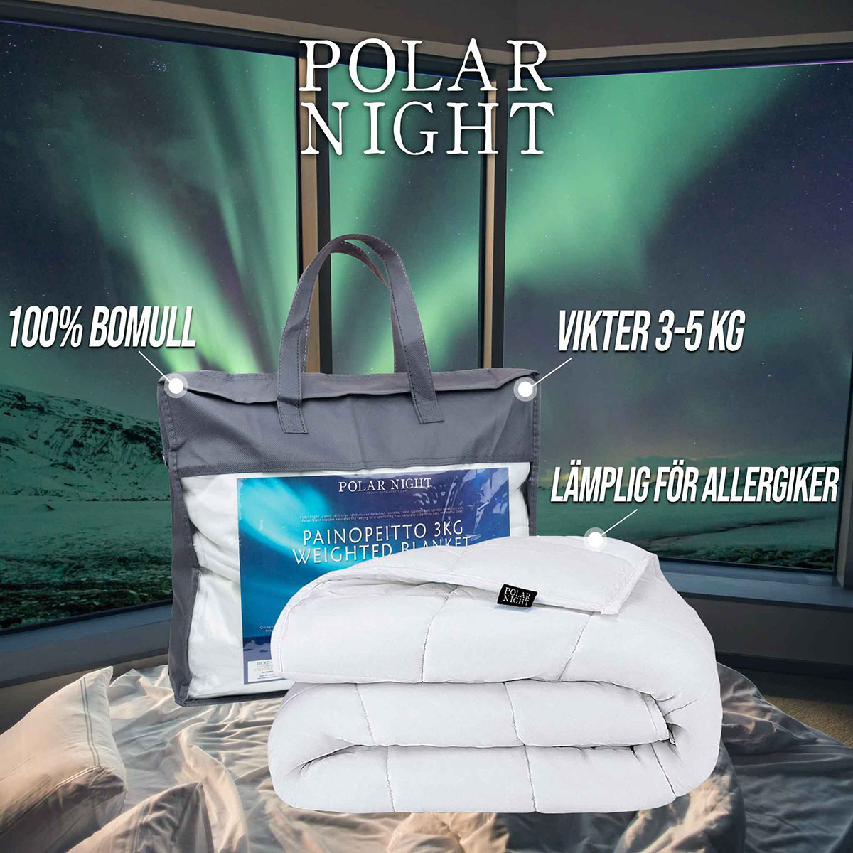 Polar Night barns tyngdtäcke bomull, 100x150cm 5kg 5 kg