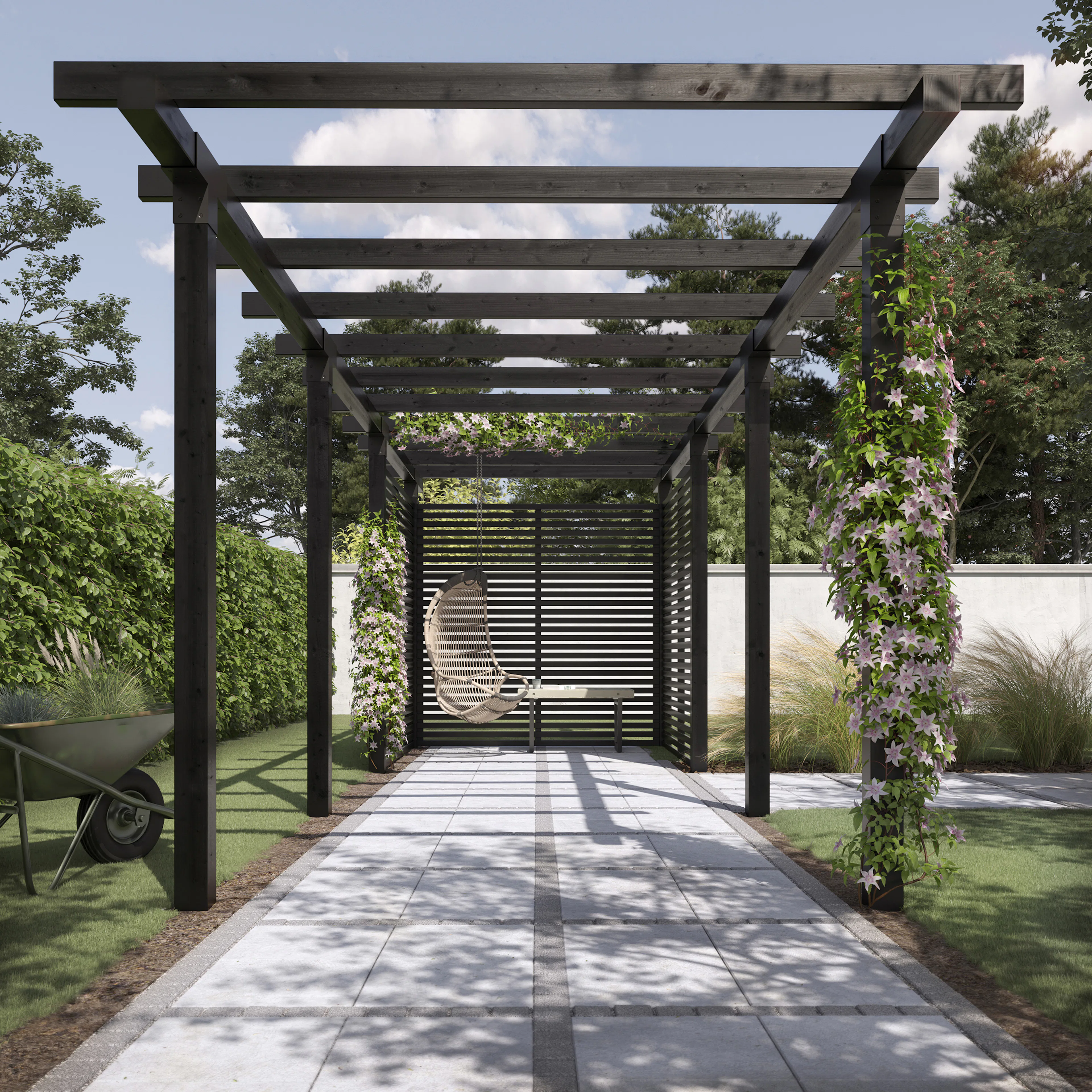 Pergola PLUS Cubic Dobbel 3 Moduler inkludert Tokyo Vegg