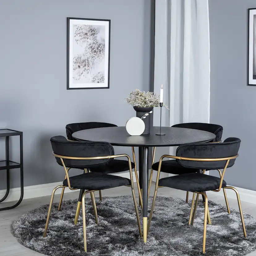 Spisegruppe Venture Home Dipp Ø115 cm med 4 Arrow Stoler