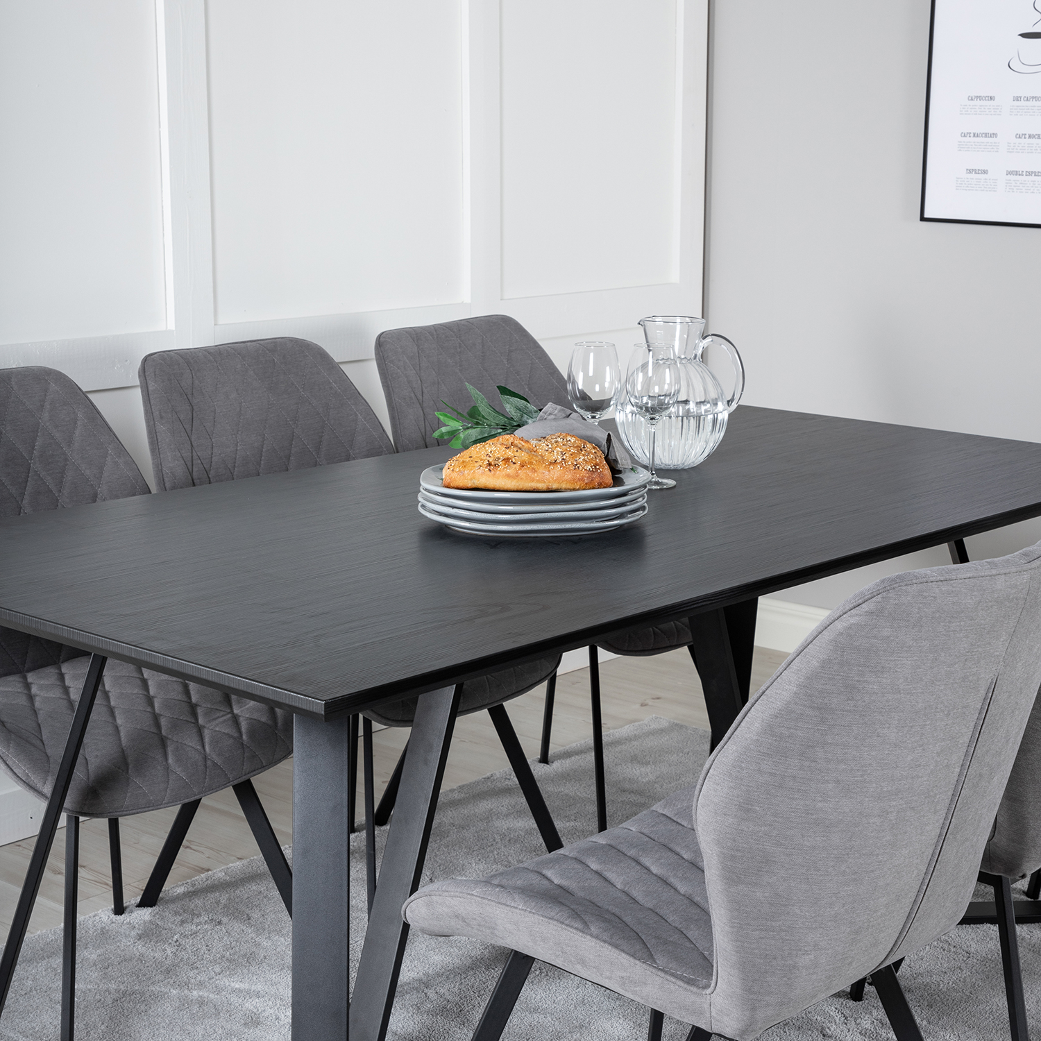 Spisegruppe Venture Home Madde med 6 Geneva Stoler