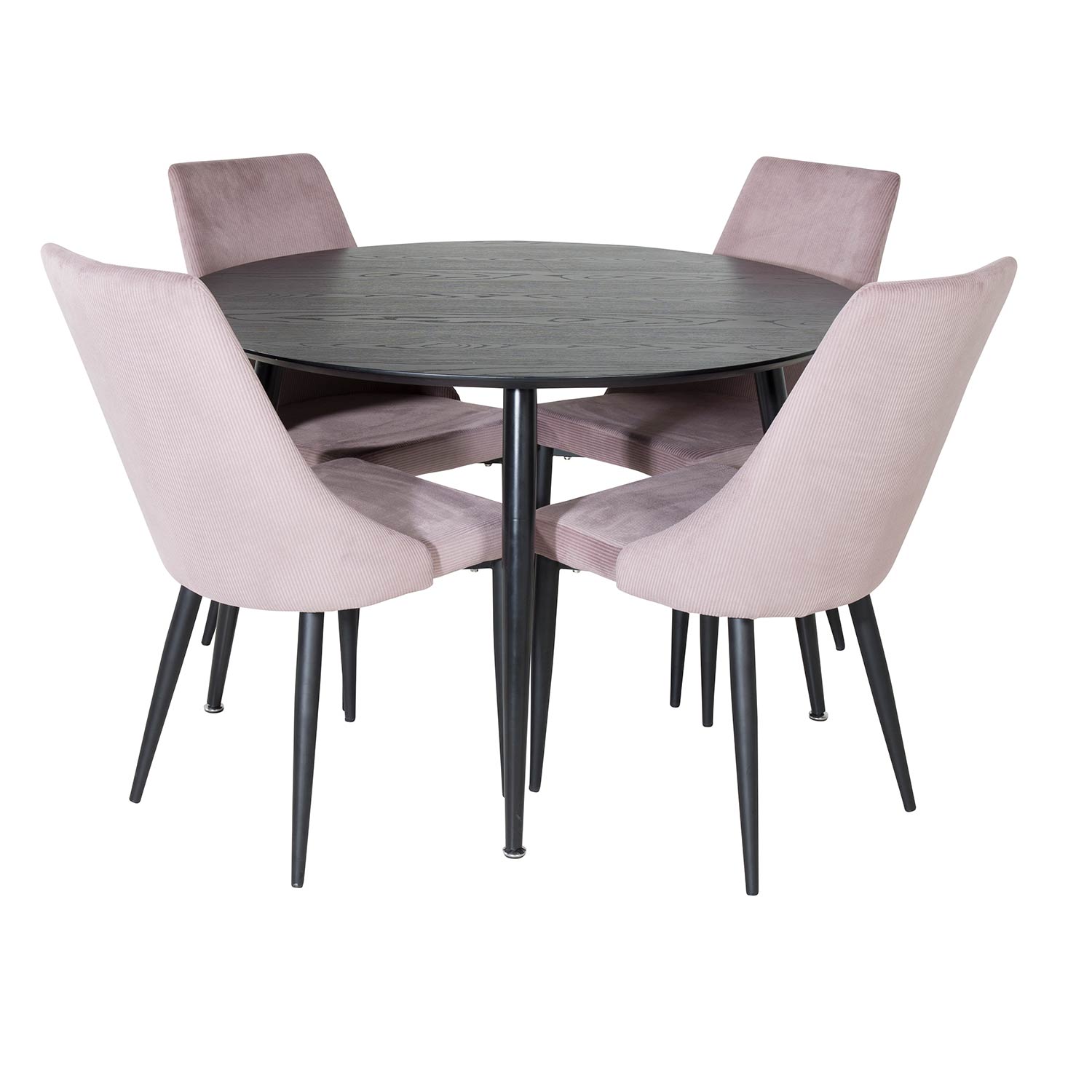 Spisegruppe Venture Home Dipp Ø115 cm med 4 Leone Stoler