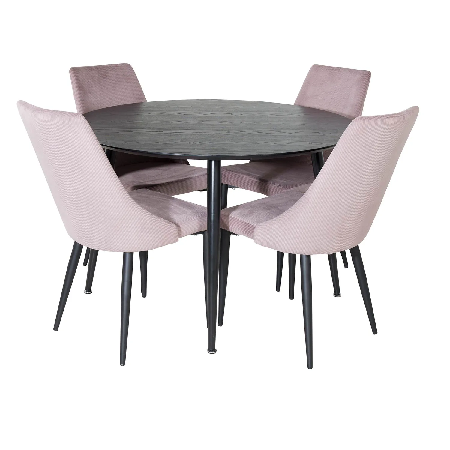 Spisegruppe Venture Home Dipp Ø115 cm med 4 Leone Stoler