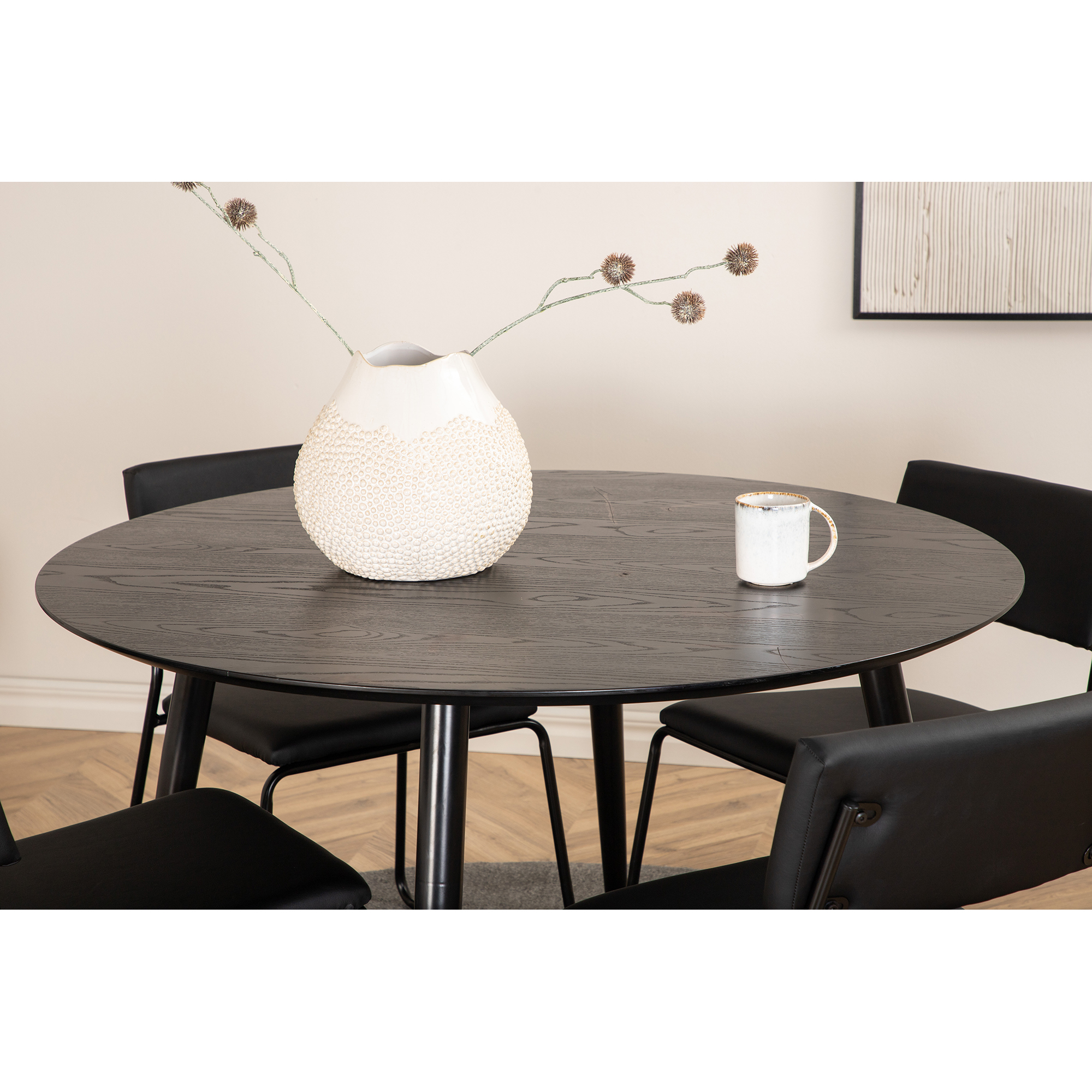 Spisegruppe Venture Home Dipp Ø115 cm med 4 Kenth Stoler