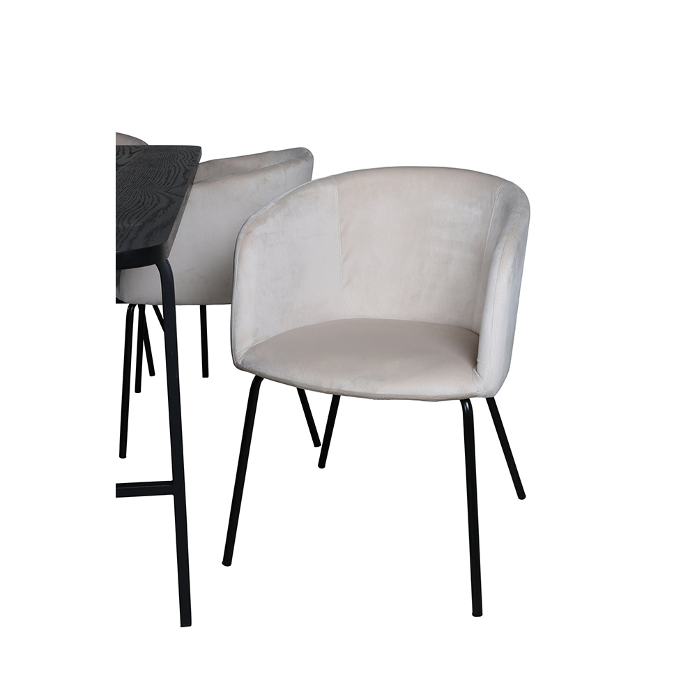 Spisegruppe Venture Home Chicago Spisebord og Bergen Spisestol Sort