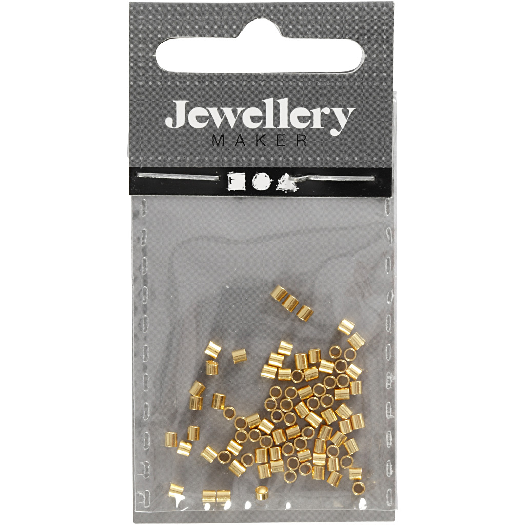 Enderør Creativ Company Forgylt str 2x2 mm Hullstr 14 mm 80 stk/1 Pk