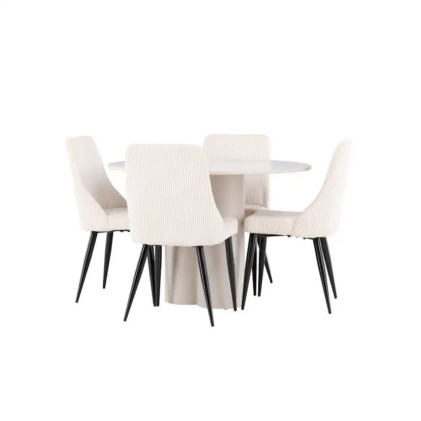 Spisegruppe Venture Home Olivia Ø110 med 4 stk Leone Stoler
