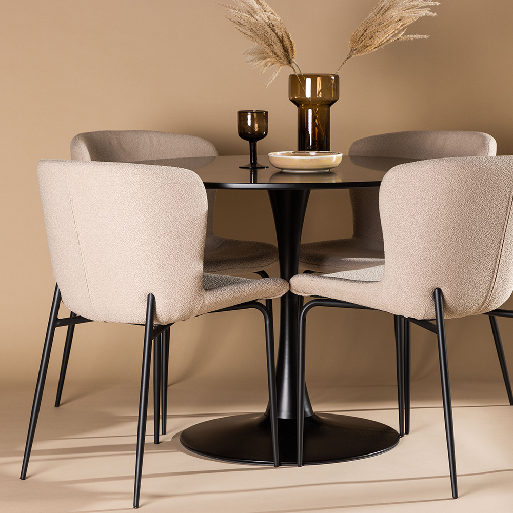 Spisegruppe Venture Home Glade Ø 100 cm med 4 Modesto Stoler