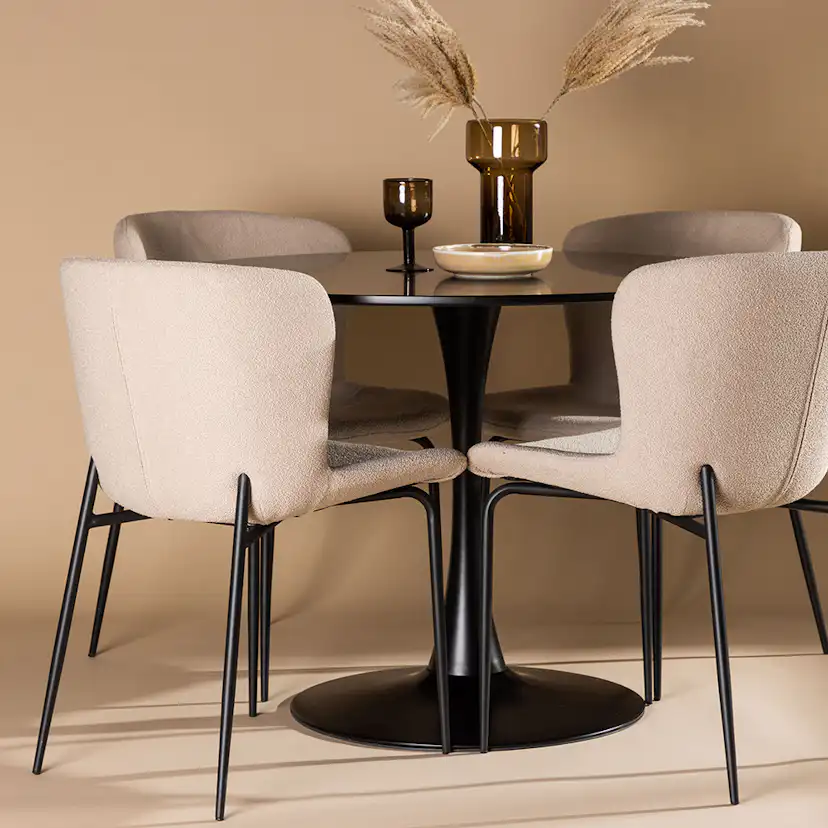 Spisegruppe Venture Home Glade Ø 100 cm med 4 Modesto Stoler