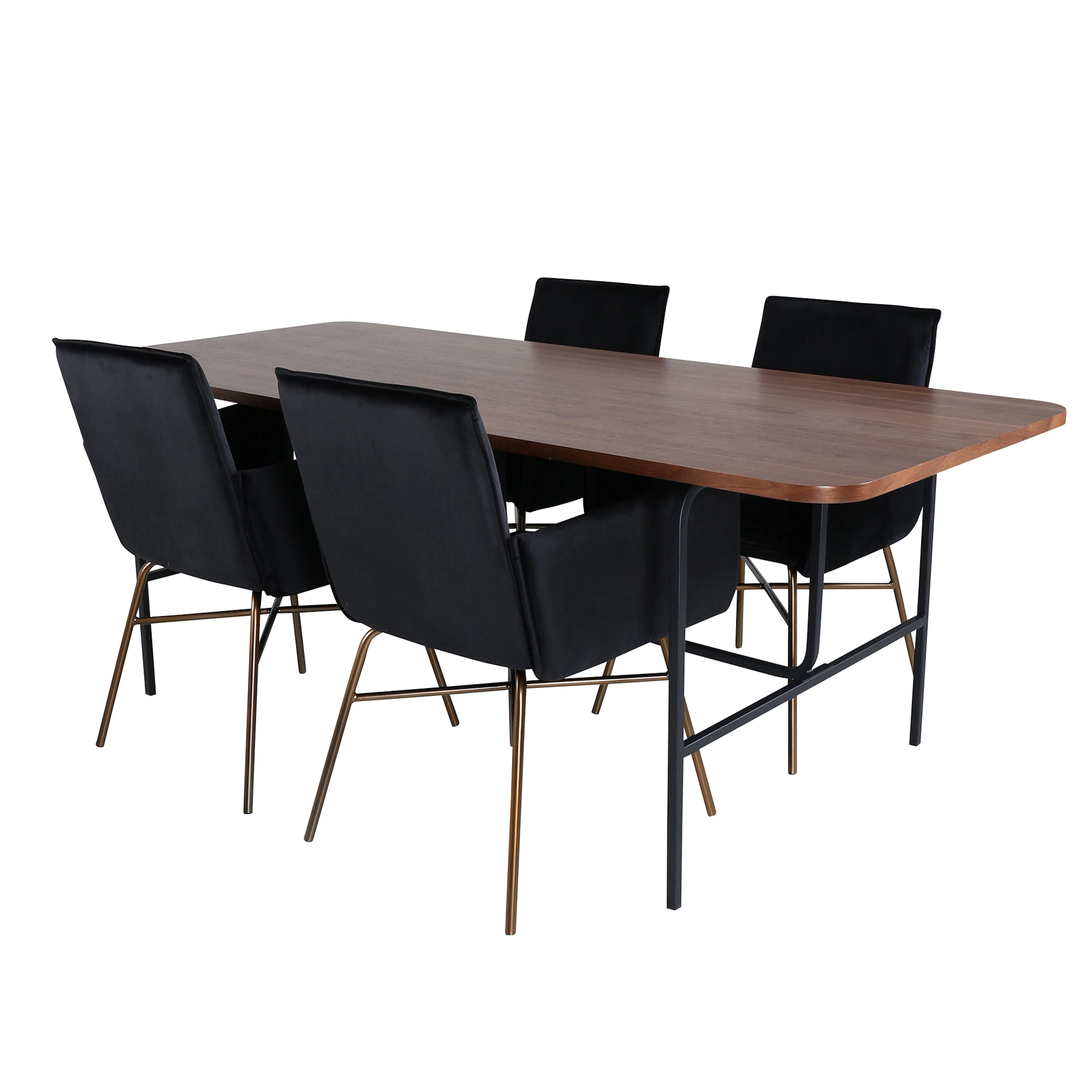 Uno Dining Table - Black / Walnut Veneer+Pippi Chair - Distr Valnøtt