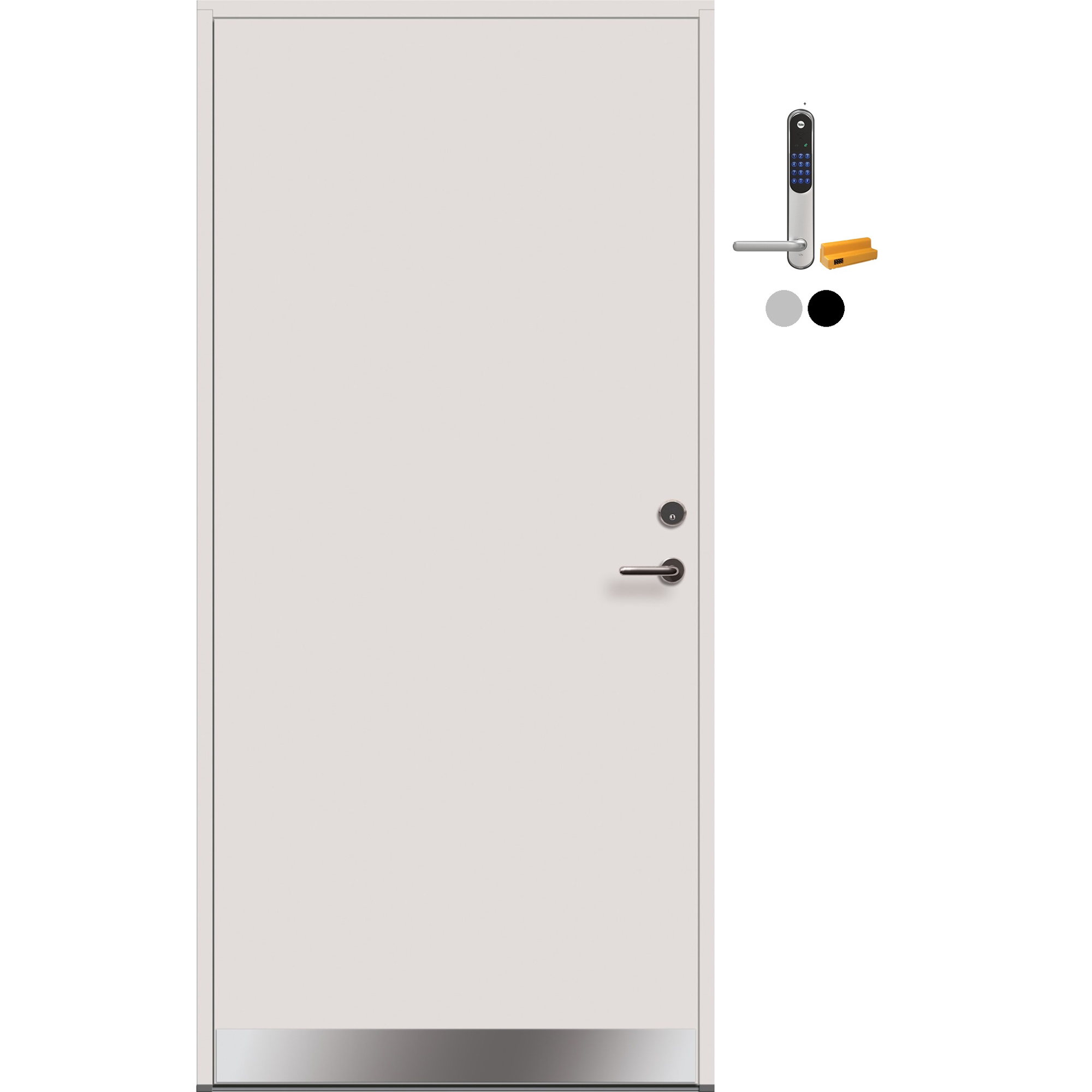 Ytterdør Tundøren Tun 608 Funkis Hvit med Yale Doorman Classic Home