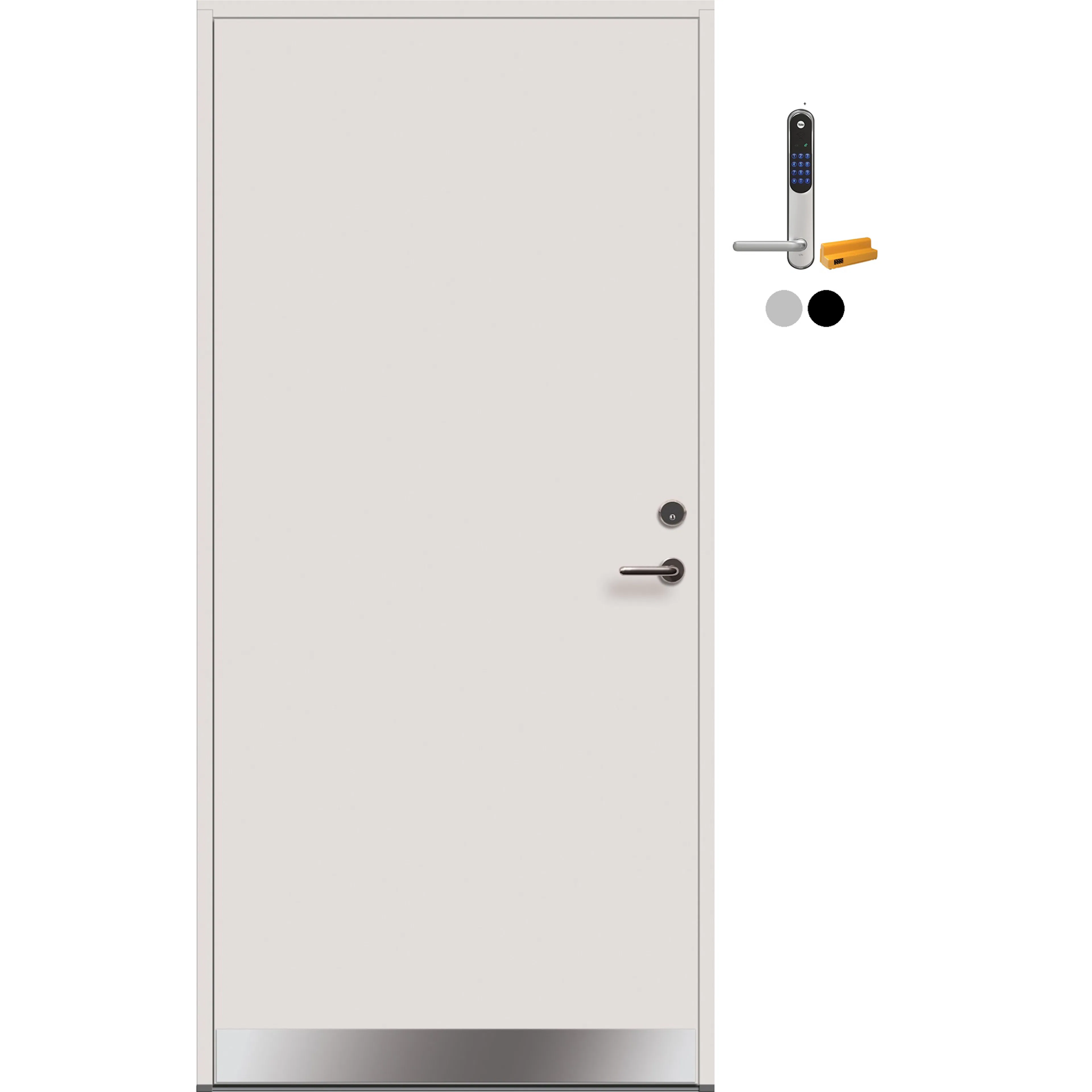 Ytterdør Tundøren Tun 608 Funkis Hvit med Yale Doorman Classic Home