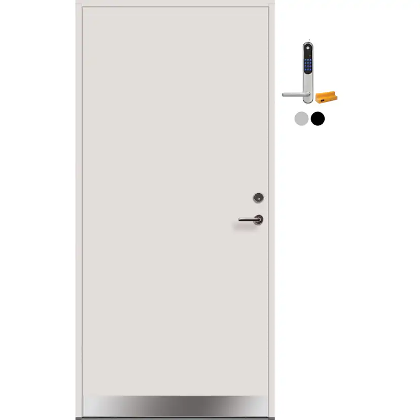 Ytterdør Tundøren Tun 608 Funkis Hvit med Yale Doorman Classic Home
