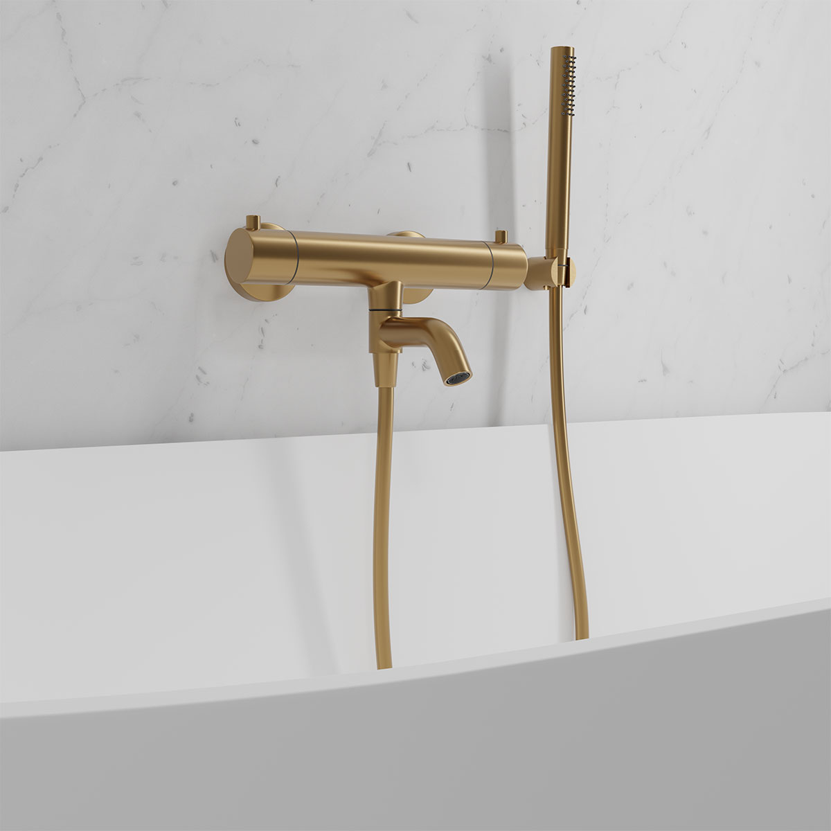 Badekarbatteri Scandtap Steel Pleasure 4 med Hånddusj