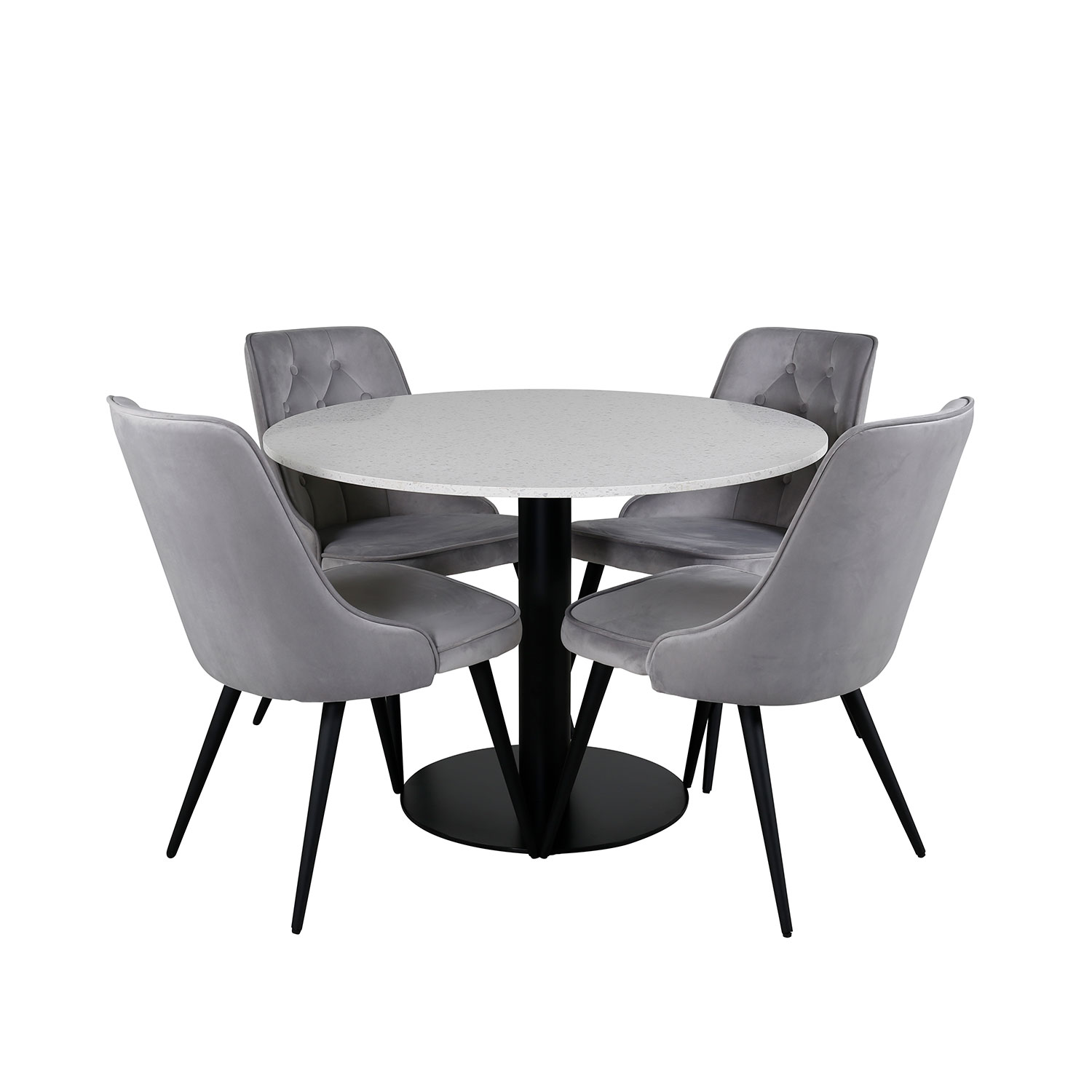 Spisegruppe Venture Home Razzia med 4 Velvet Deluxe Stoler