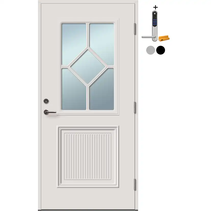 Ytterdør Tundøren Tun 470 Hvit med Yale Doorman Classic Home
