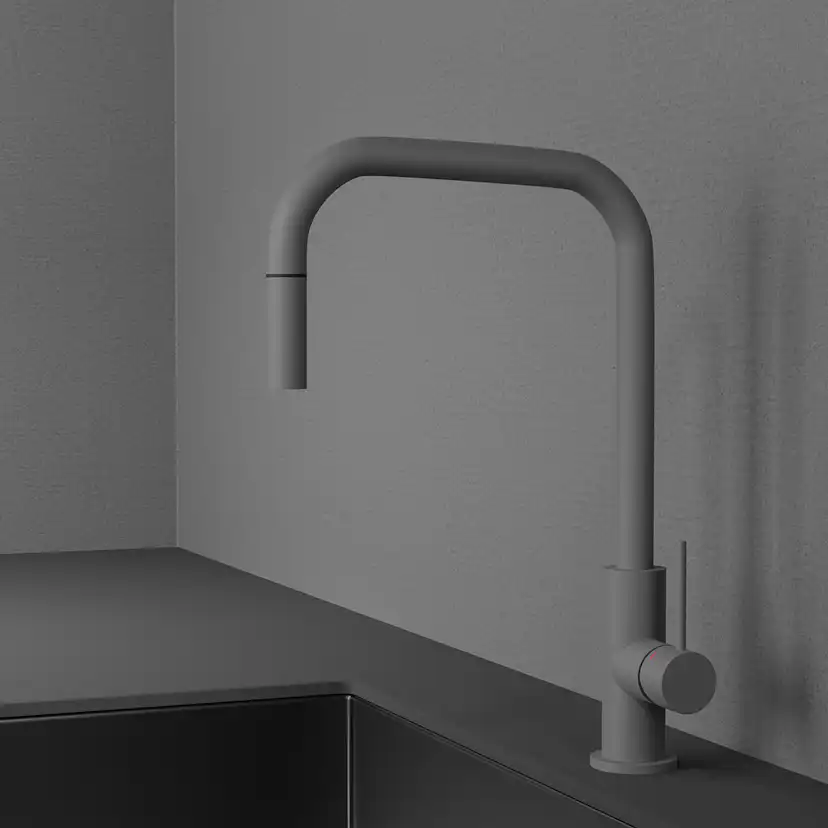 Kjøkkenbatteri Scandtap Steel Accent Square med Uttrekkbar Tut