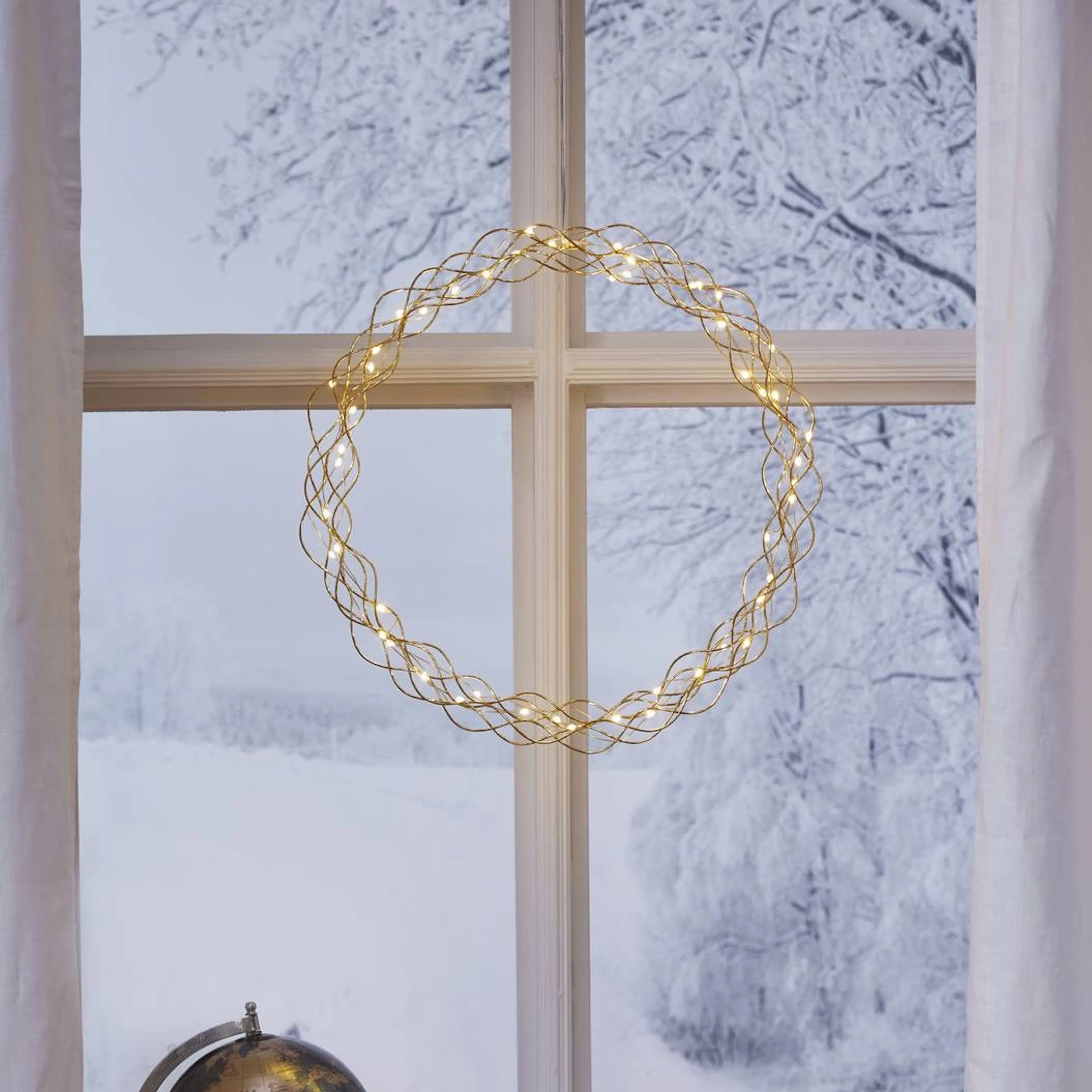 Hengende Dekorasjon Star Trading Curly Krans med LED 45cm