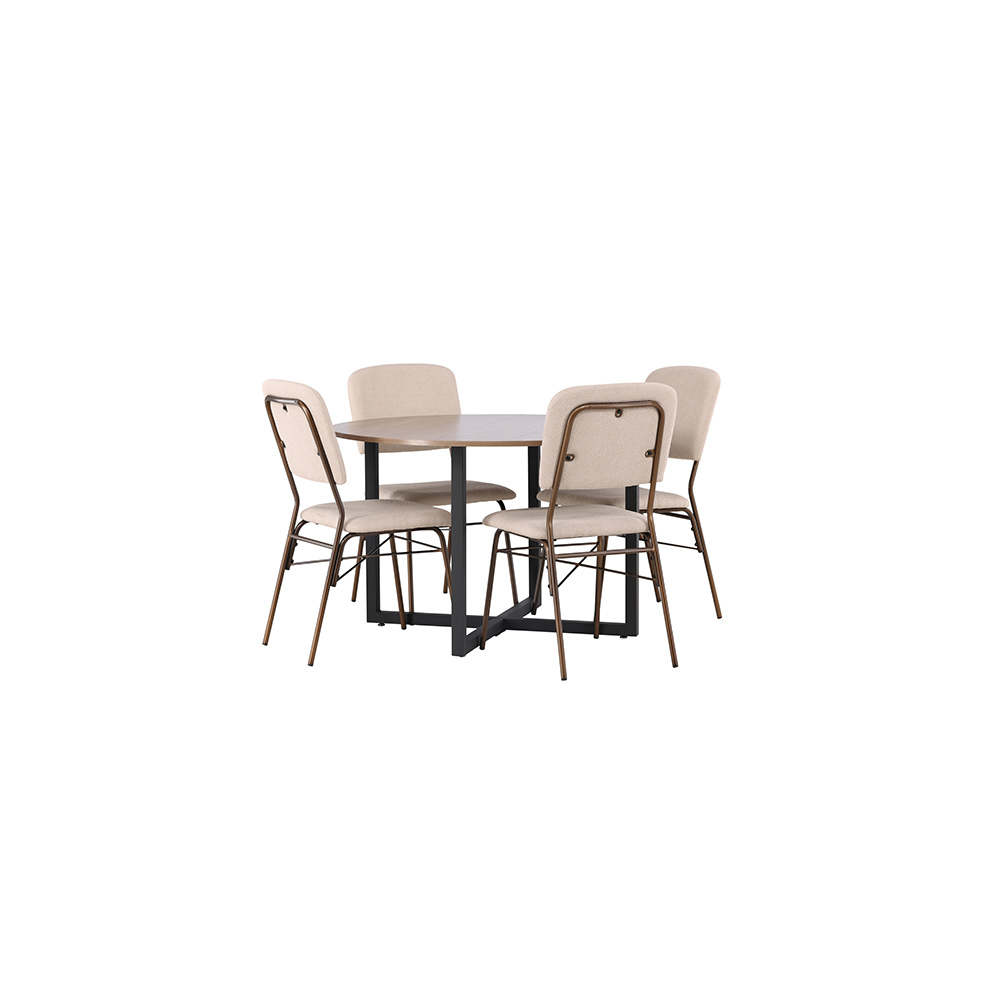 Spisegruppe Venture Home Durango Ø120 cm med 4 stk Seda Stoler