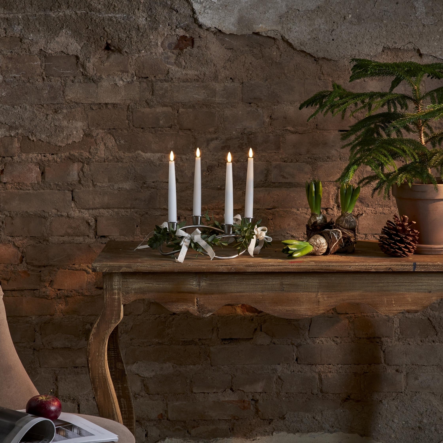 LED Antikklys Star Trading Flamme 4-pk 20 cm