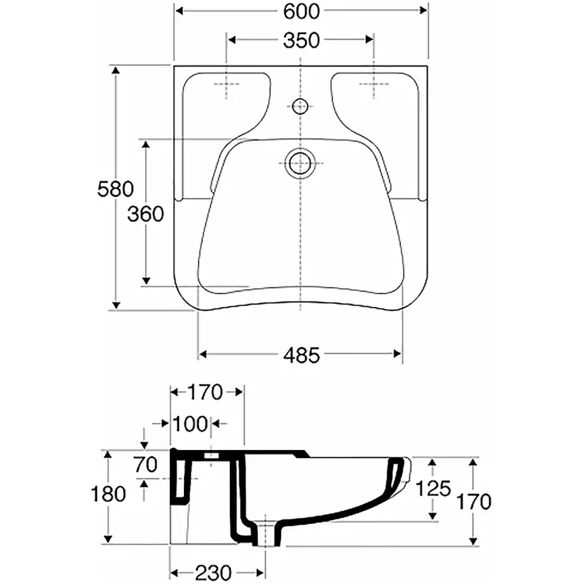 Servant Ifö Handikaptilpasset 600 mm Innfelt