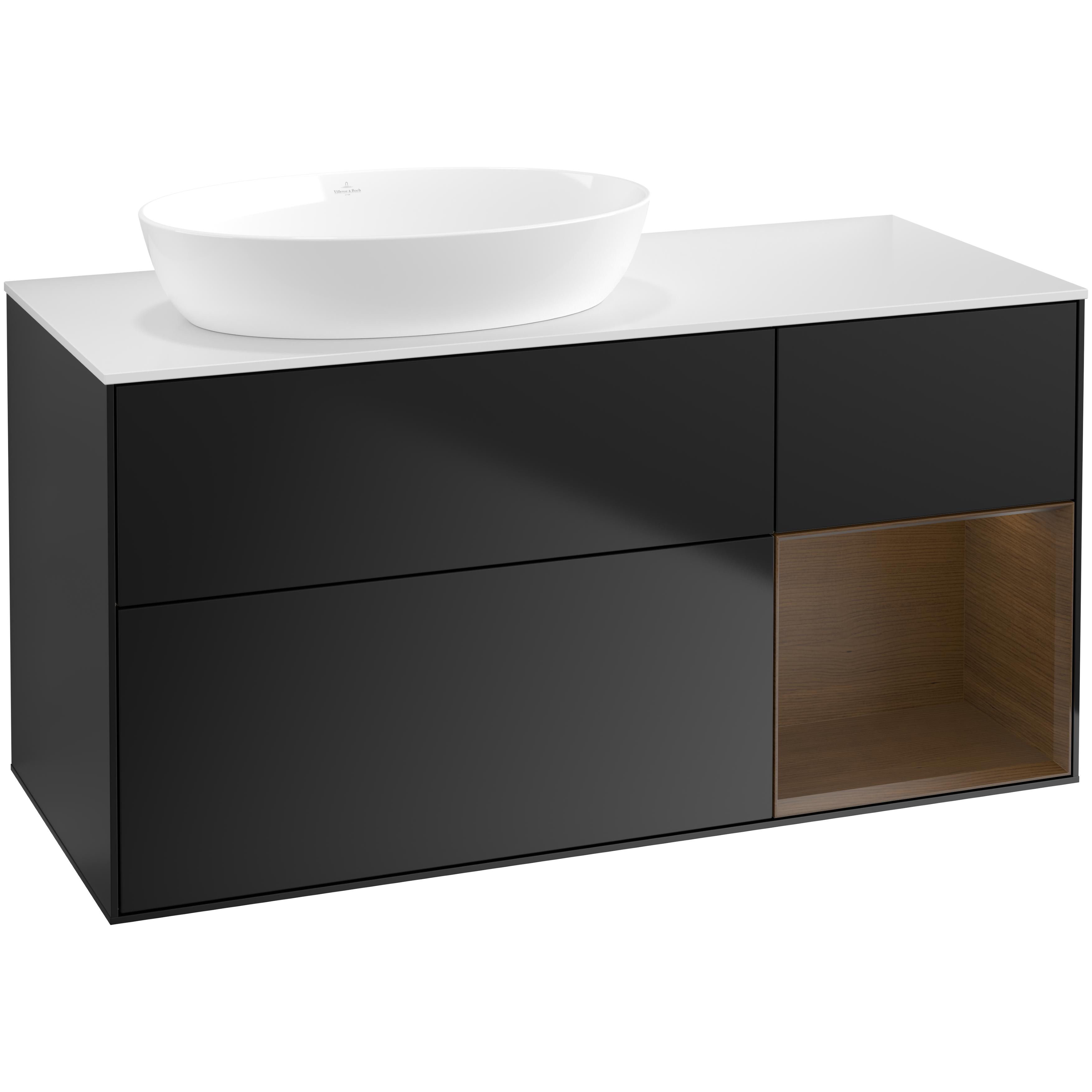 Tvättställsskåp Villeroy & Boch Finion med 3 Lådor Hylla och Bänkskiva för Ocentrerat Tvättställ från Artis & Collaro