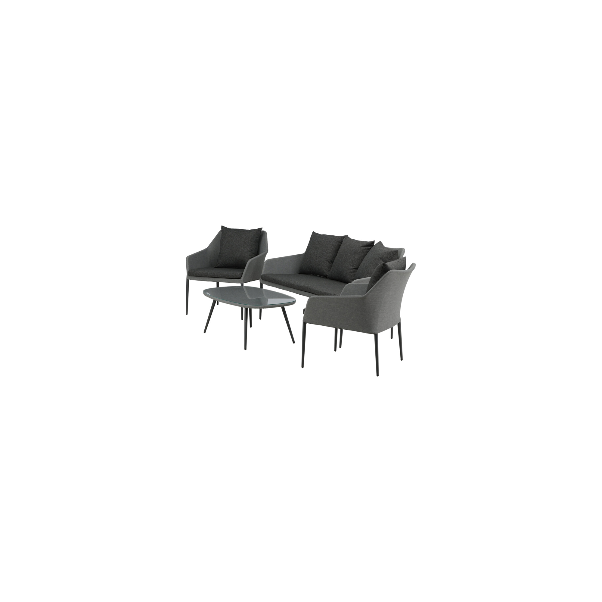 Spoga, Sofa Set, Black, Grey Sort