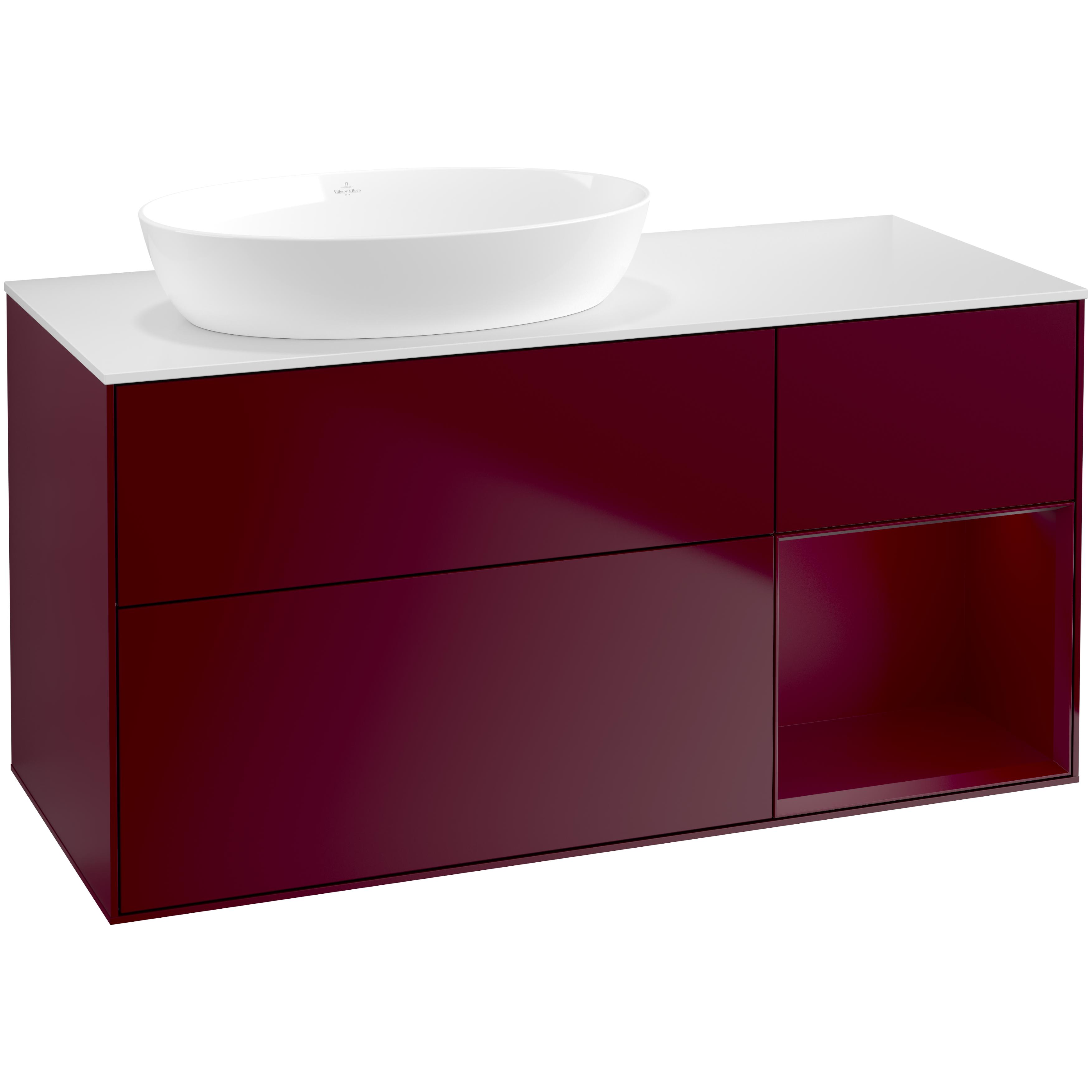 Tvättställsskåp Villeroy & Boch Finion med 3 Lådor Hylla och Bänkskiva för Ocentrerat Tvättställ från Artis & Collaro