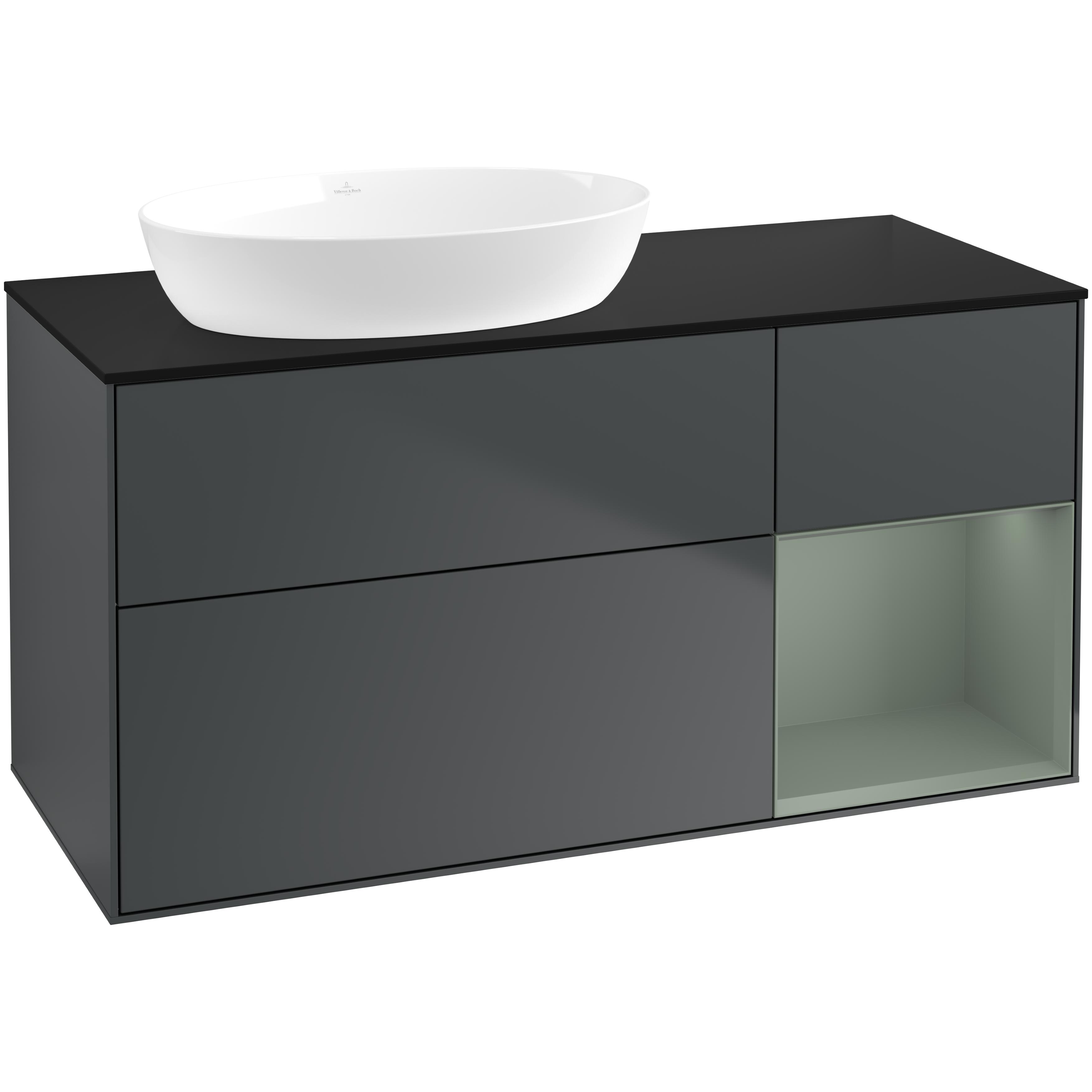 Tvättställsskåp Villeroy & Boch Finion med 3 Lådor Hylla och Bänkskiva för Ocentrerat Tvättställ från Artis & Collaro
