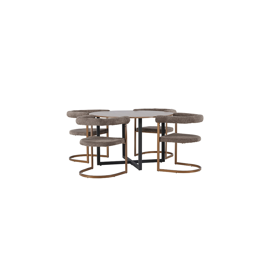 Spisegruppe Venture Home Durango Ø120 cm med 4 stk Morning Stoler