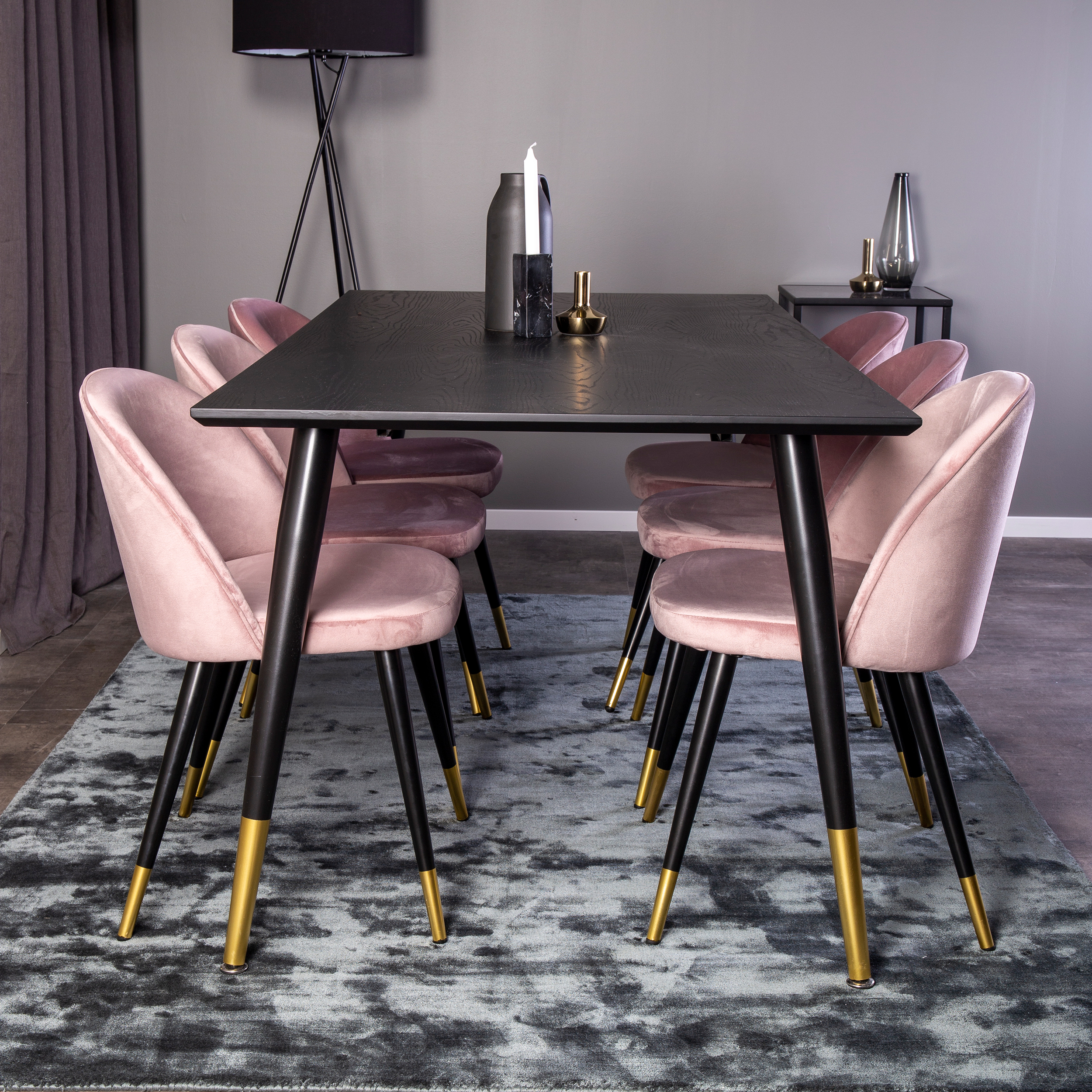 Spisegruppe Venture Home Dipp med 6 Velvet Stoler