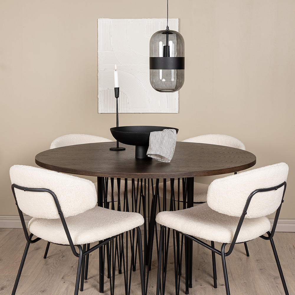 Spisegruppe furniture/fashion Stone med 4 Chico Stoler Rundt