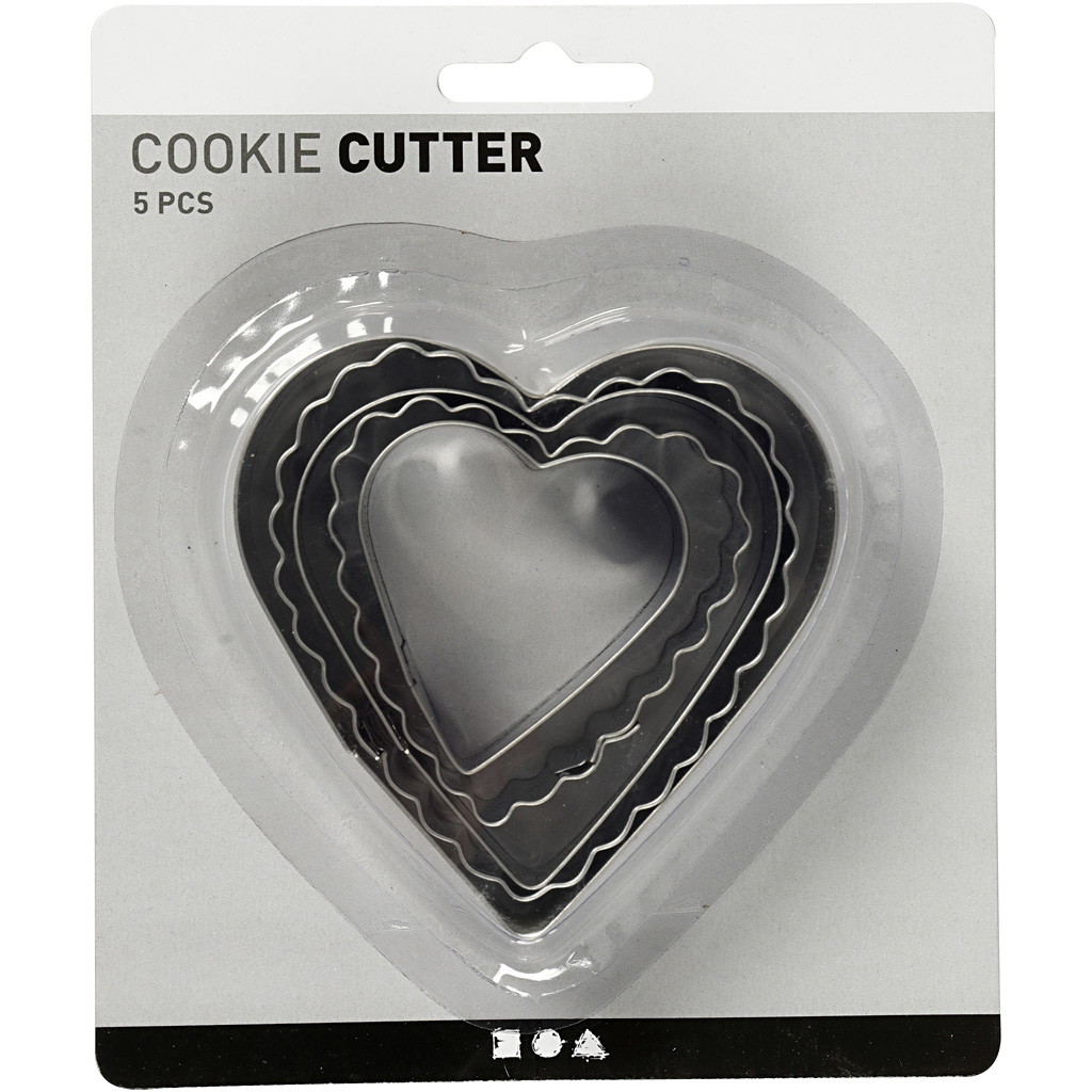 Utstikkerformer Creativ Company Hjerte Str 8 cm 5 Stk/1 Pk