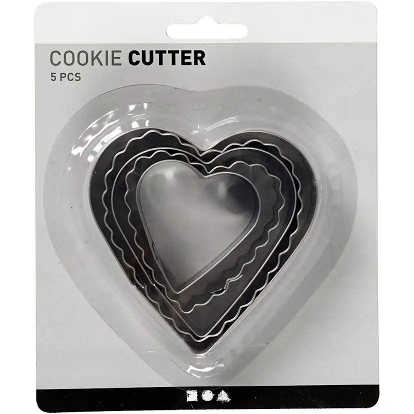 Utstikkerformer Creativ Company Hjerte Str 8 cm 5 Stk/1 Pk