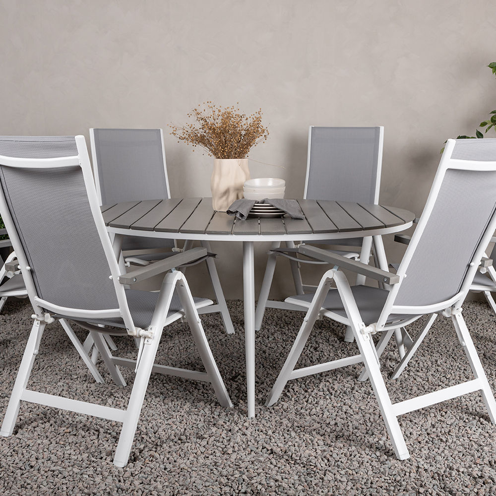 Spisegruppe Venture Home Break Ø150 cm med 6 Albany Stoler