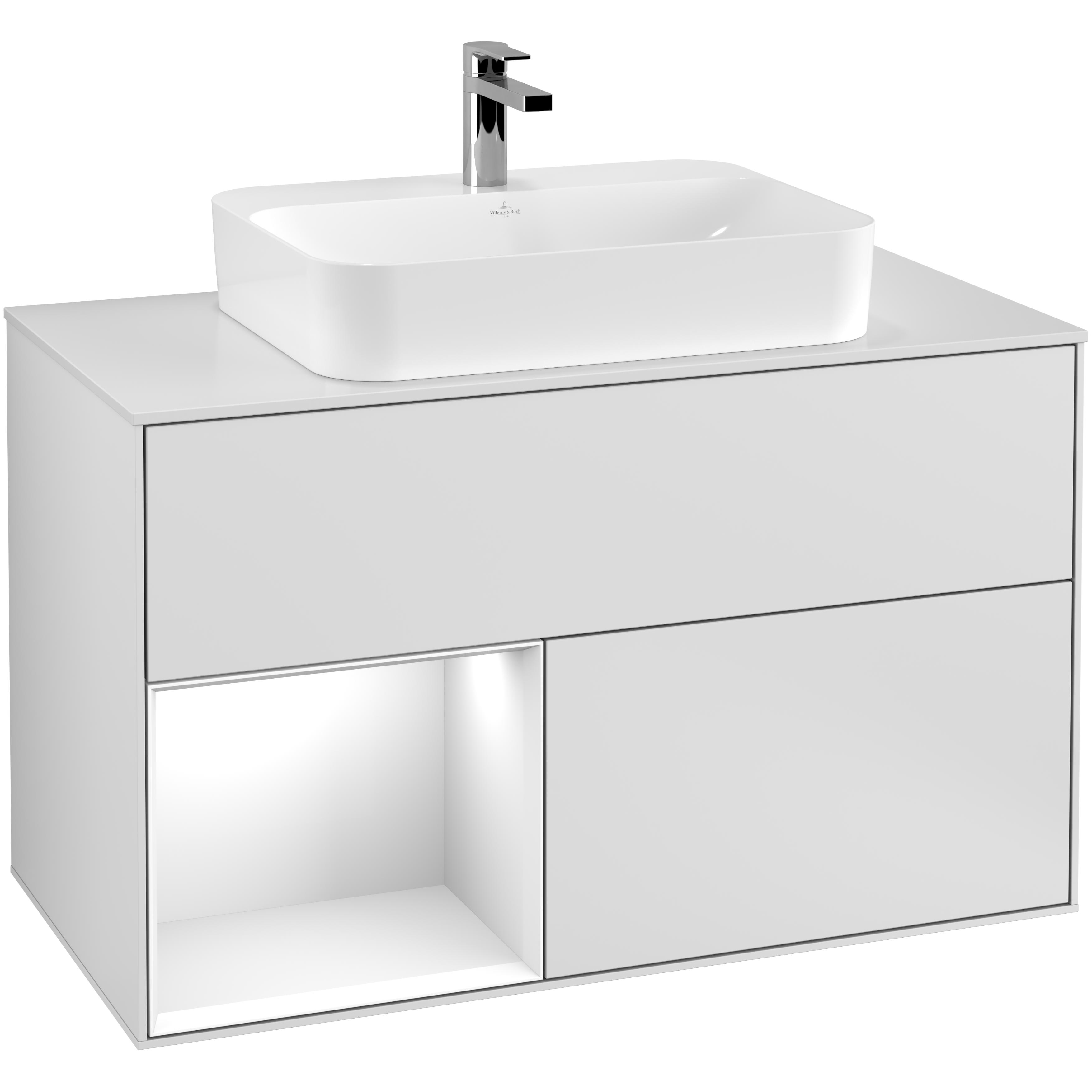 Tvättställsskåp Villeroy & Boch Finion med 2 Lådor Hylla och Bänkskiva för Ytmonterat Tvättställ | badrum - badrumsmobler - tvattstallsskap-och-kommod | KakelKungen