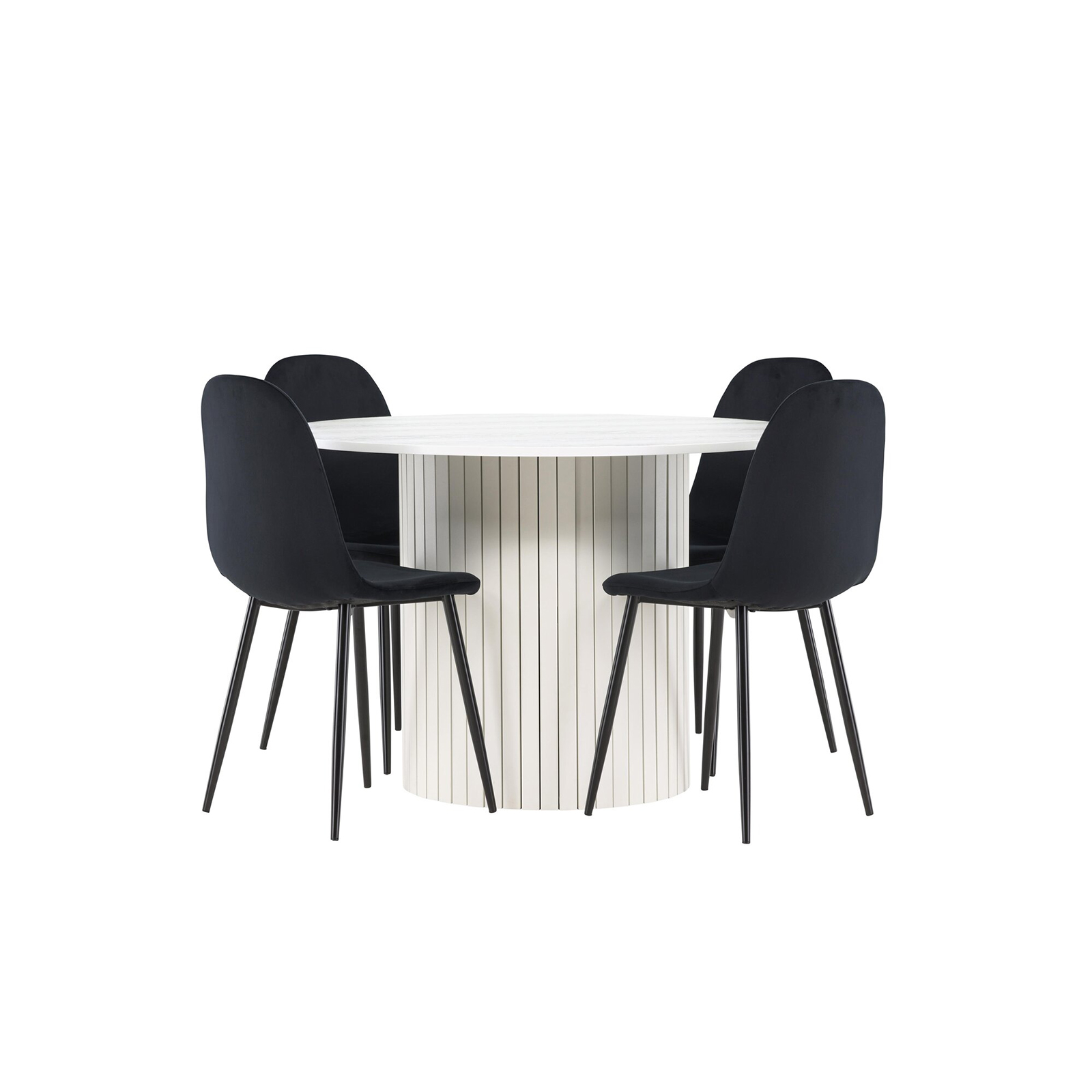 Spisegruppe Venture Home Härön Ø110 med 4 stk Polar Stoler Fløyel