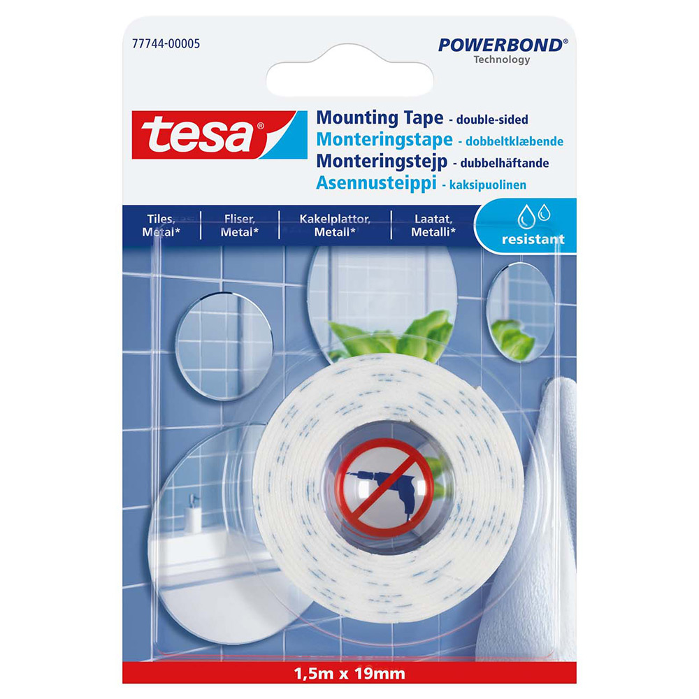 Monteringstape Tesa Speil Fliser 1,5 m x 19 mm