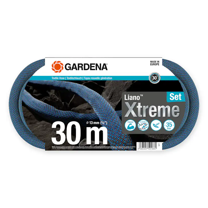 Tekstilslange Gardena Liano Xtreme 30 m Sett med Stråledyse