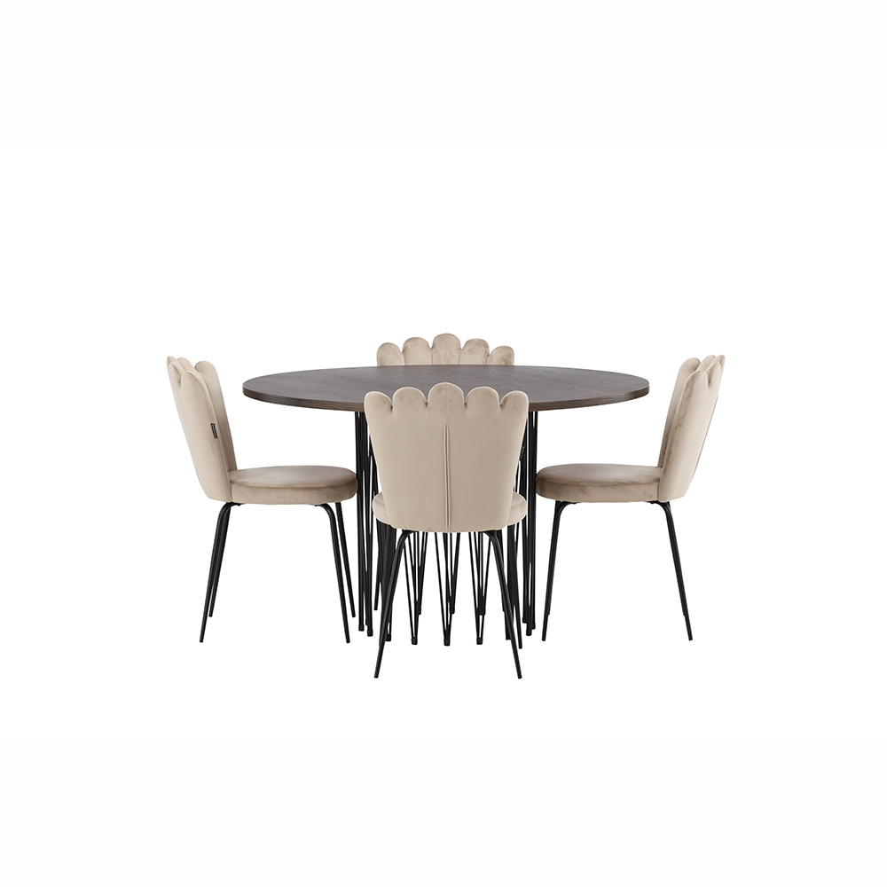 Spisegruppe furniture/fashion Stone Ø120 cm med 4 Limhamn Light Stoler