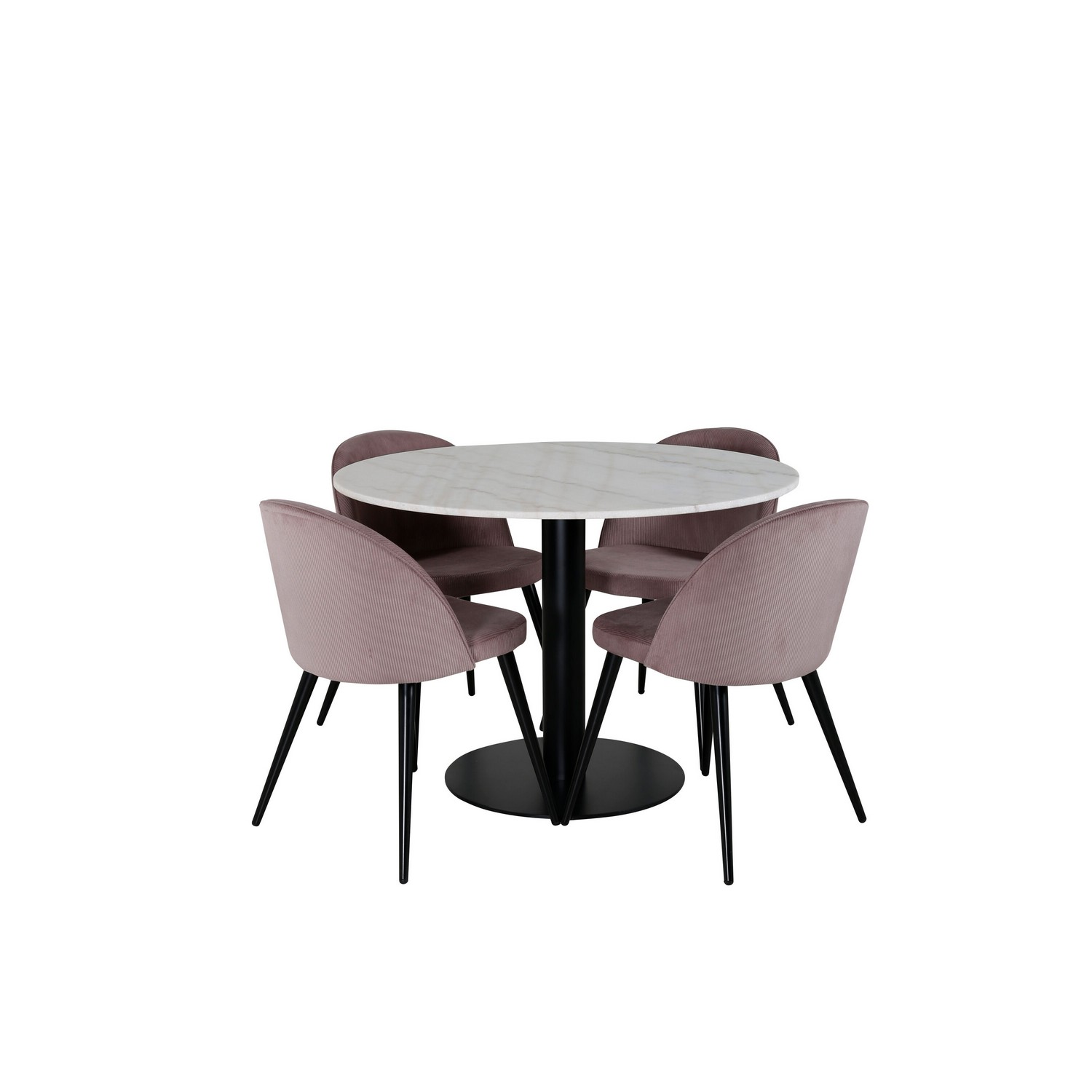 Spisegruppe Venture Home Estelle Rundt med 4 Valentina Stoler