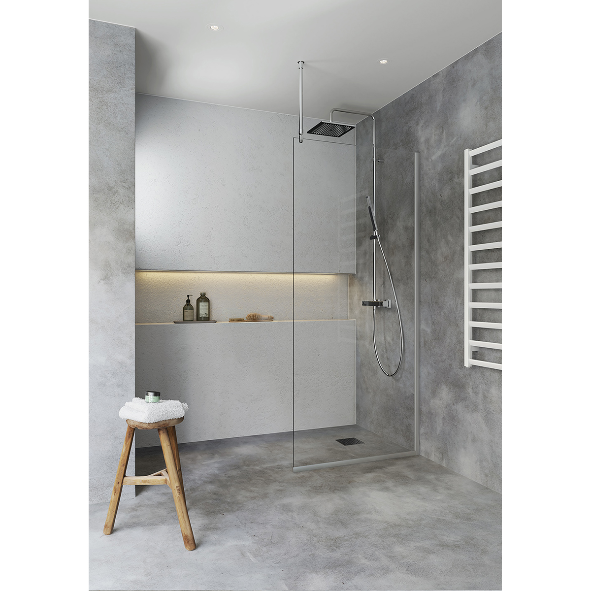 DUSJ IGLOO PRO I-WALL 100 KLAR NAT Glass: Klart Glass, Profil: Aluminium, B: 975 mm
