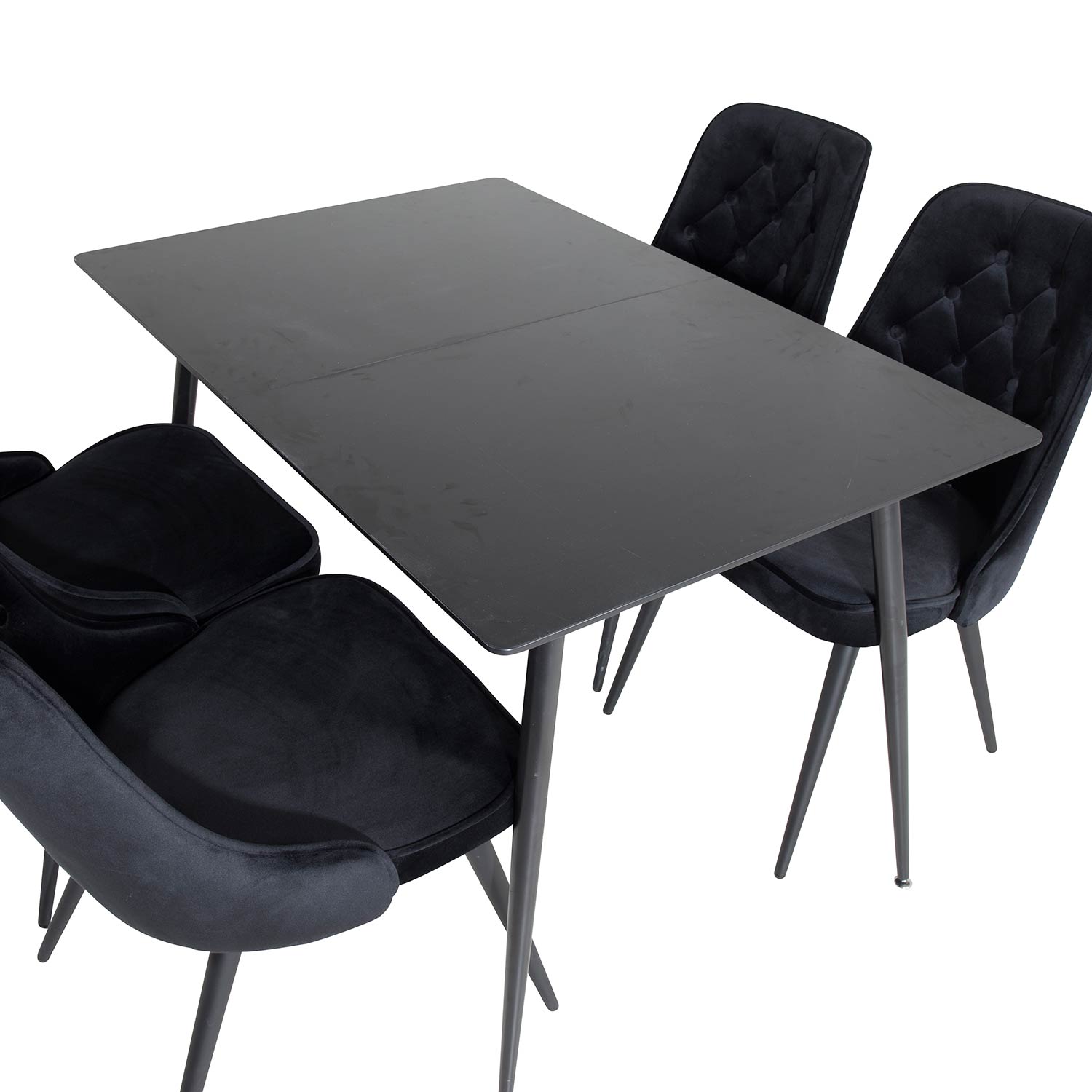 Spisegruppe Venture Home Silvia med Innleggsplate og 4 Vera Stoler Fløyel