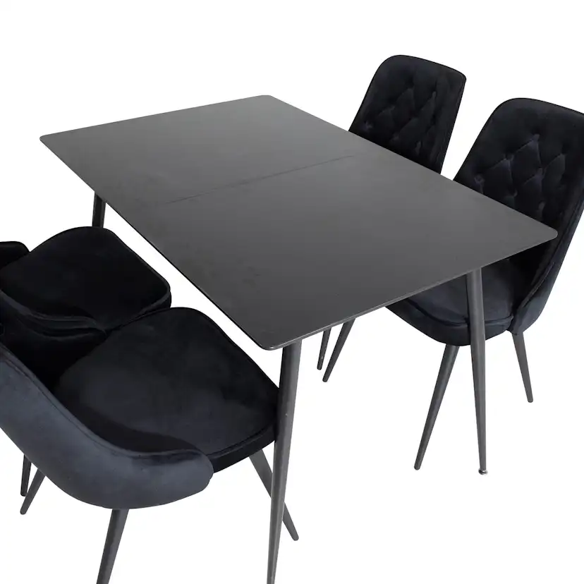 Spisegruppe Venture Home Silvia med Innleggsplate og 4 Vera Stoler Fløyel