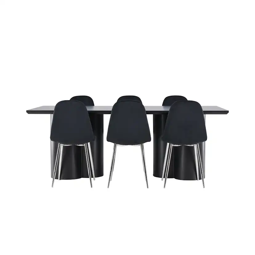Spisegruppe Venture Home Olivia 210 med 6 stk Polar Stoler Fløyel